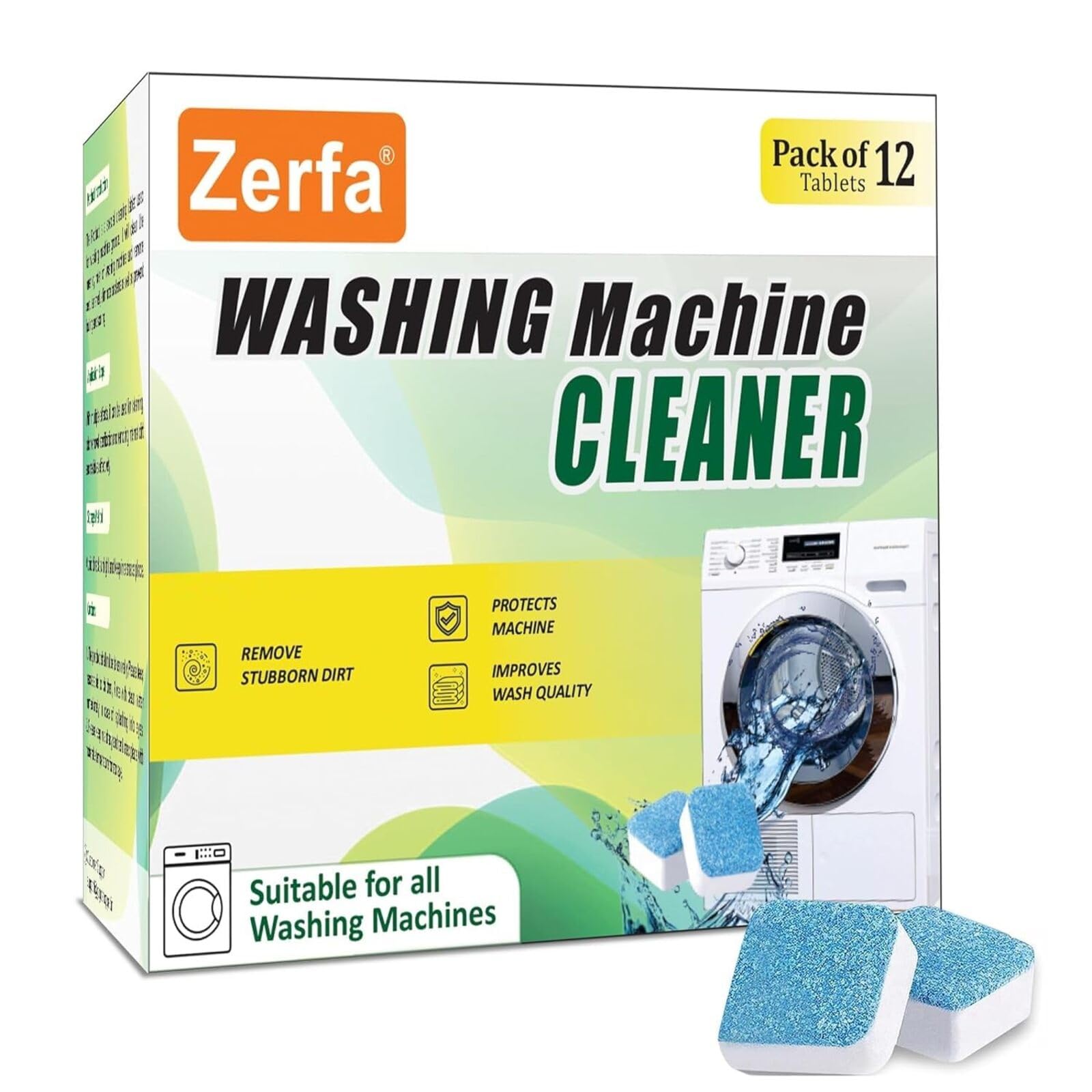 Zerfa (Pack of 24) Washing Machine Deep Cleaner Tablets,Descaling Powder Tablets for All Companys Front & Top Load Machine, for Perfectly Automatic Cleaning of Tub & Drum Stain Remover (B0B7F4CGDY) Amazon Price History, Amazon Price Tracker