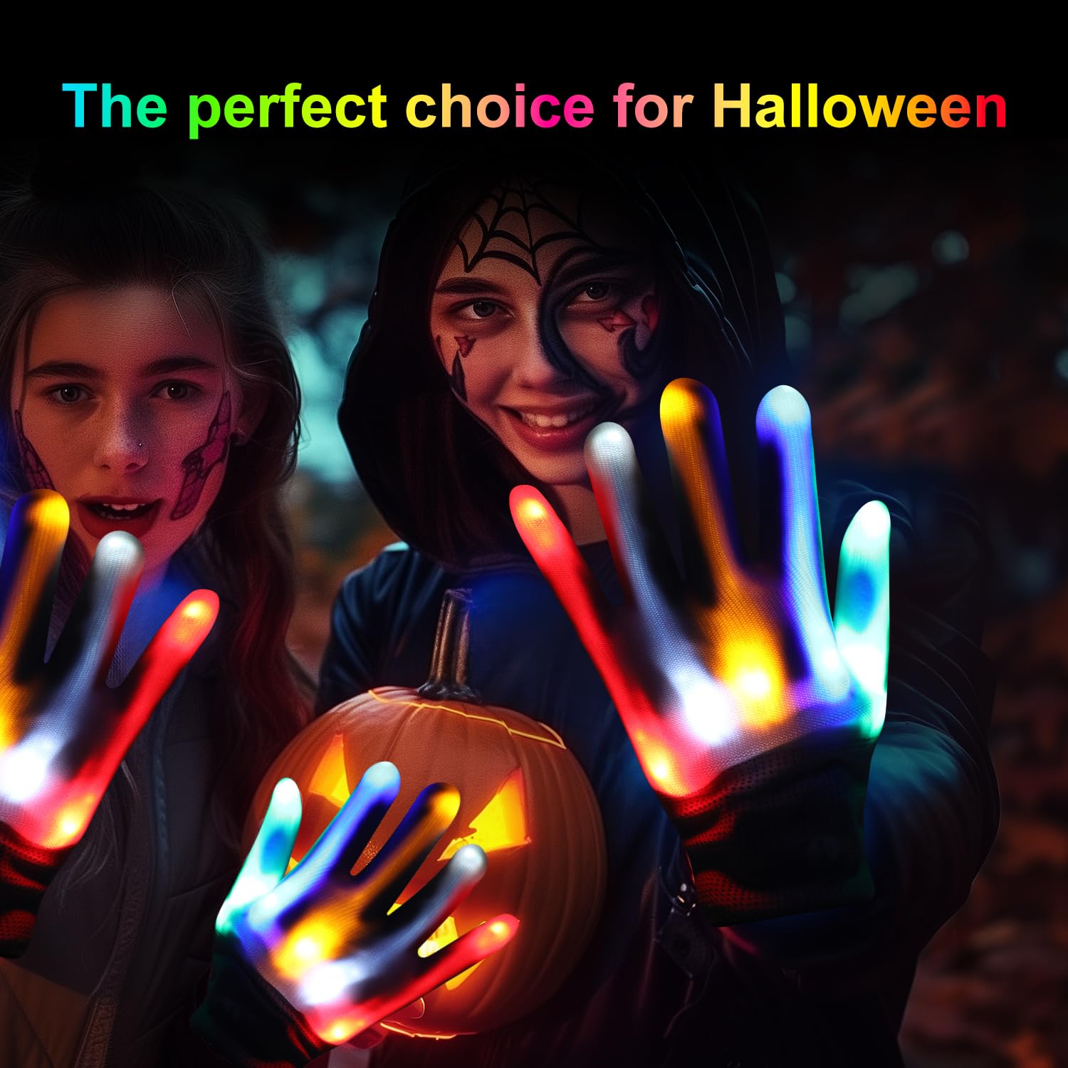 Kimimara LED Kinder Handschuhe Glitter Neon Partyhandschuhe Karneval Halloween Glühen Geburtstag Geschenk Weihnachten Club Feier Performance Zubehör Ambiente Requisiten
