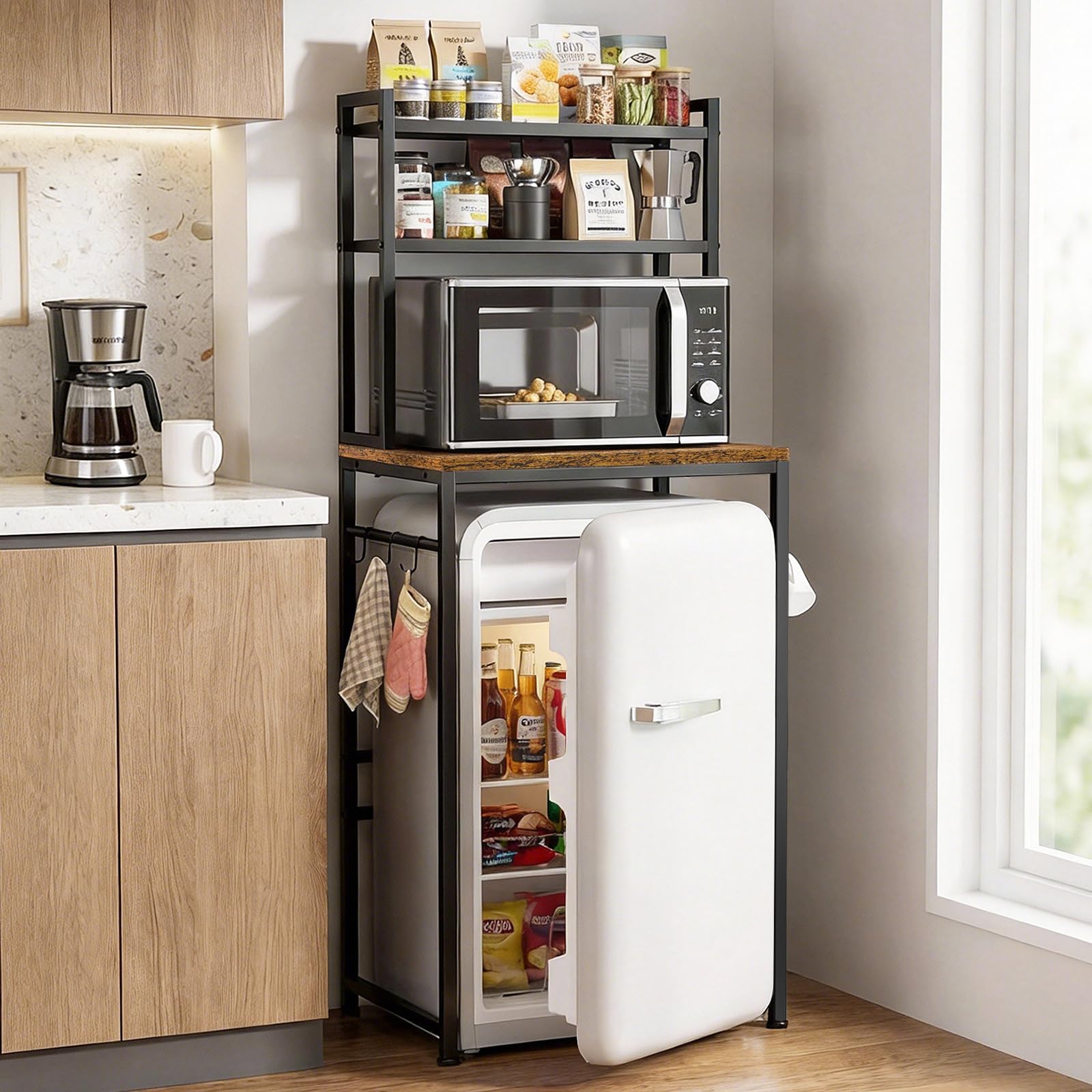 Amazon.com: Mini Fridge Stand with Storage Shelves, 3-Tier Mini