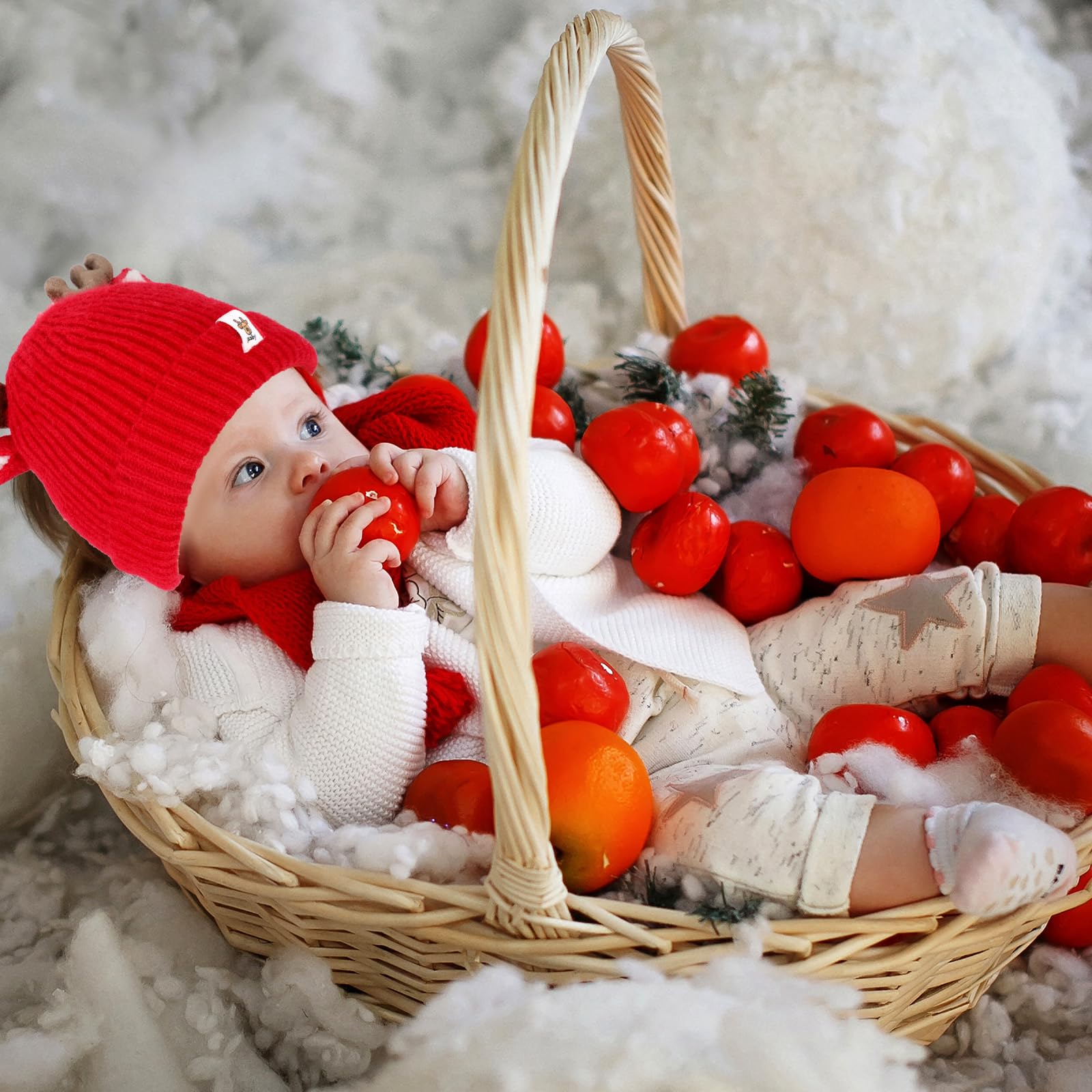 COMNICO Winter Hat for Kids, Antlers Reindeer Crochet Knitted Baby Beanie Hat Christmas Hat Thick Winter Warmer Cap Girls Accessories for Baby Boys Toddler Girl