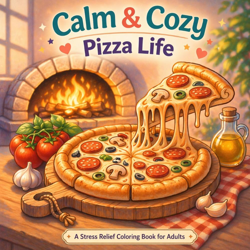 Calm & Cozy: Pizza Life: Coloring Book for Adults | Cute Cozy & Relaxing Food Designs