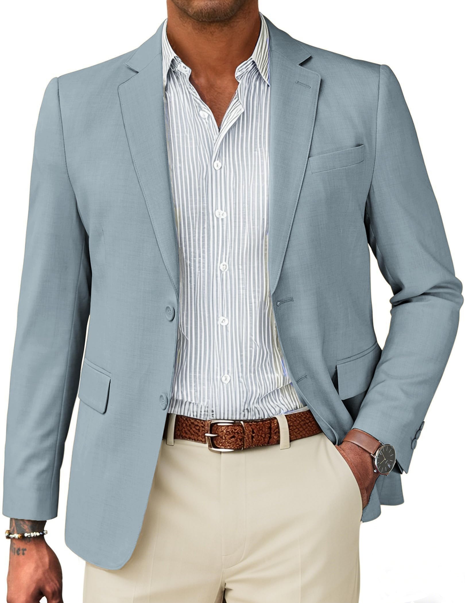 COOFANDY Mens Linen Casual Blazer Slim Fit Sport Coat Two Button Summer Suit Jacket Lightweight Business Sport Jacket