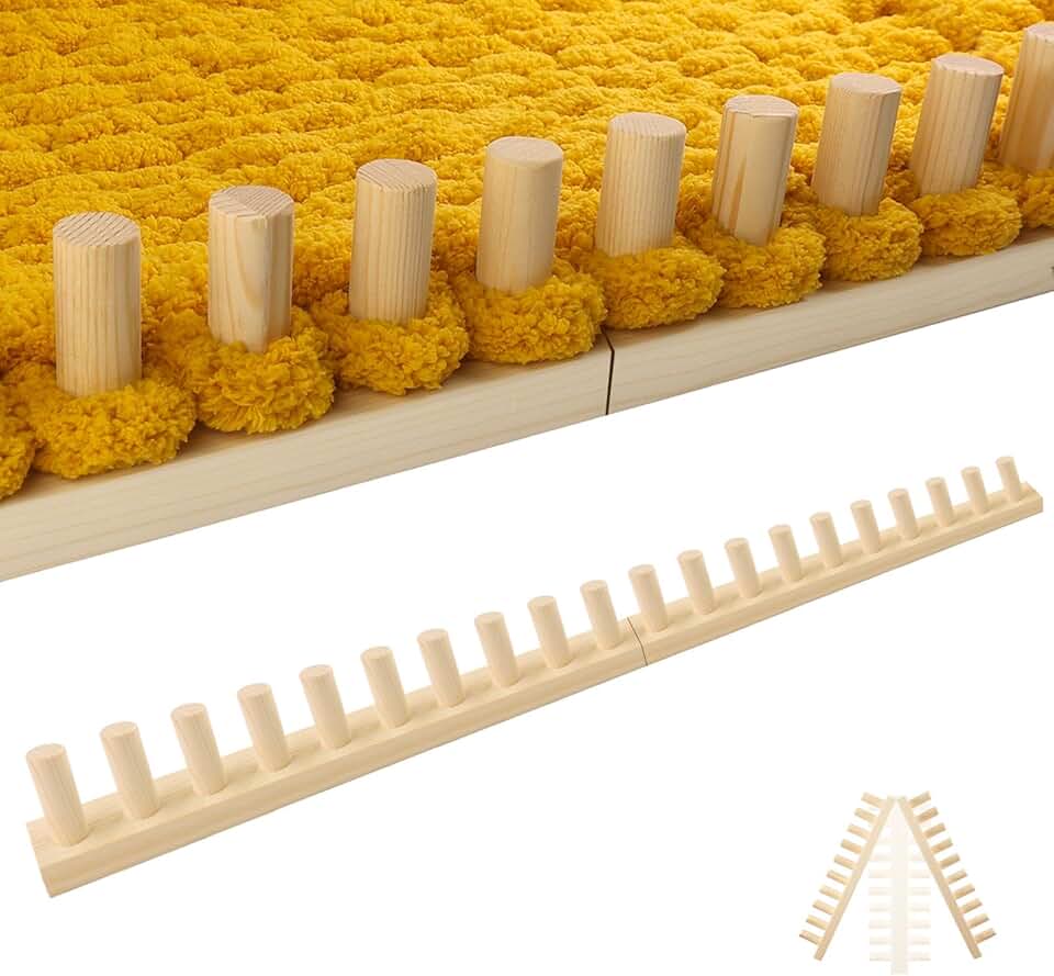 Chunky Blanket Loom Knitting Looms and Boards, Adjustable Size Wooden Loom for Blanket, No Needles Required Hand Knitting Kit for DIY Yarn Craft, Home Decor, Stress Relief, Beginner Friendly (31 In)