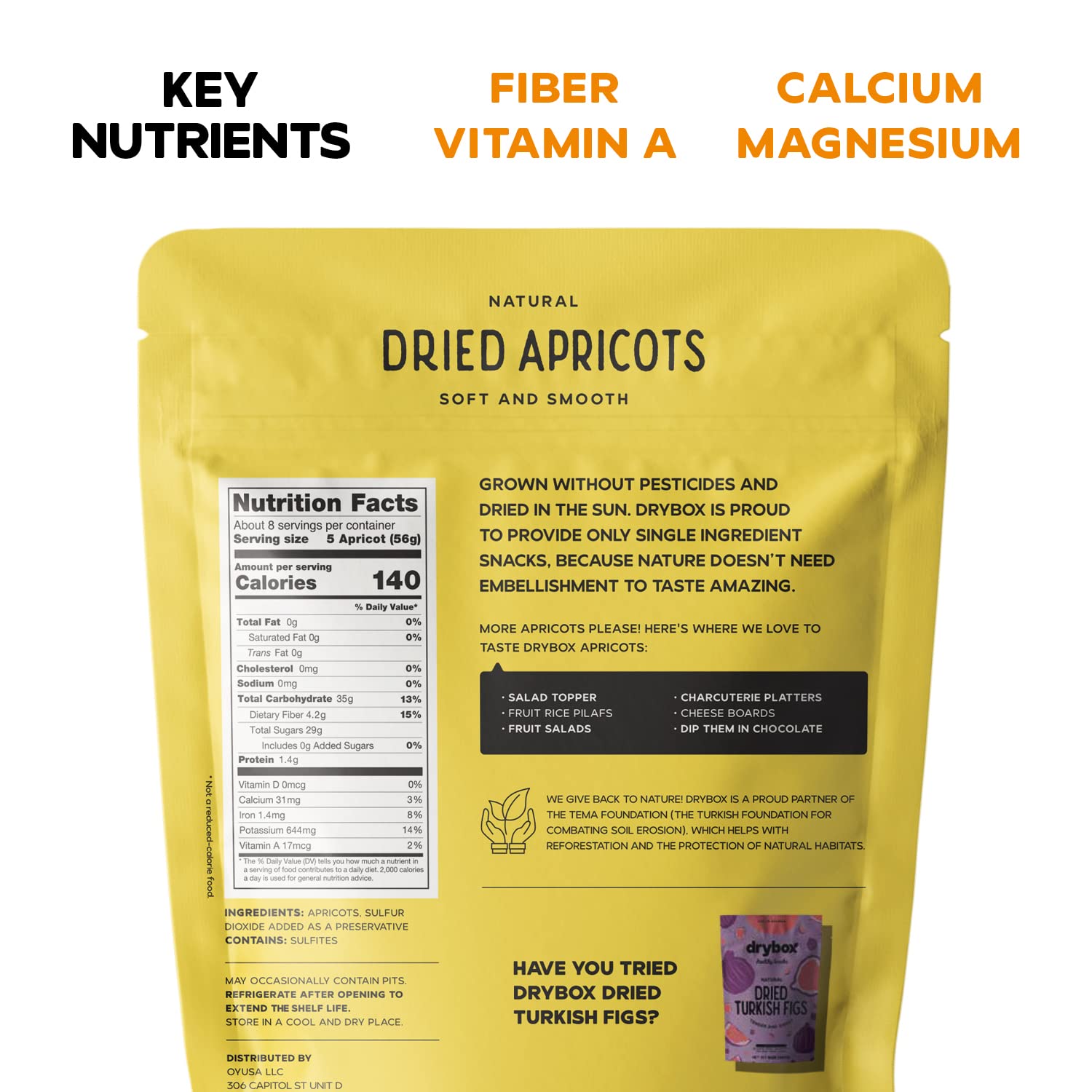 Drybox Dried Turkish Apricots No Sugar Added 2 Pack, Unsweetened Non-GMO | Dry Apricot Snacks | All Natural Mediterranean Dried Fruit Resealable 1 lb per pack, Total 2 lbs