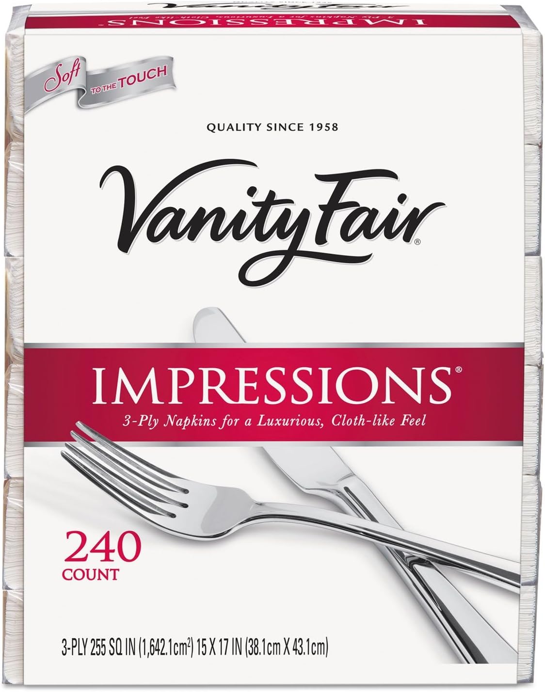Vanity Fair 3-Ply Dinner Impressions Napkins, 240 Count by Vanity 