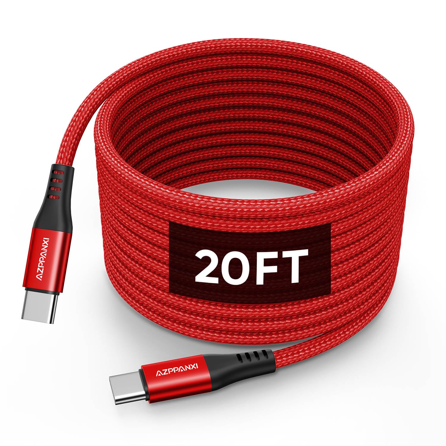 Cable USB C a USB C de 20 pies, cable USB C extralargo (USB 2.0, 60 W), cable trenzado de carga rápida tipo C a tipo C para iPhone 16 15 Pro Max MacBook iPad Samsung Galaxy S24 S23 Pixel Moto LG