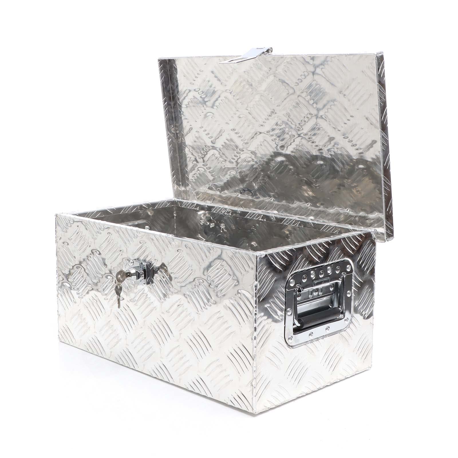 Aluminiowa skrzynka narzędziowa XPOtool 50,8x30,5x24 cm Srebrna skrzynka transportowa, skrzynka narzędziowa z kluczem, aluminiowa skrzynka z uchwytami