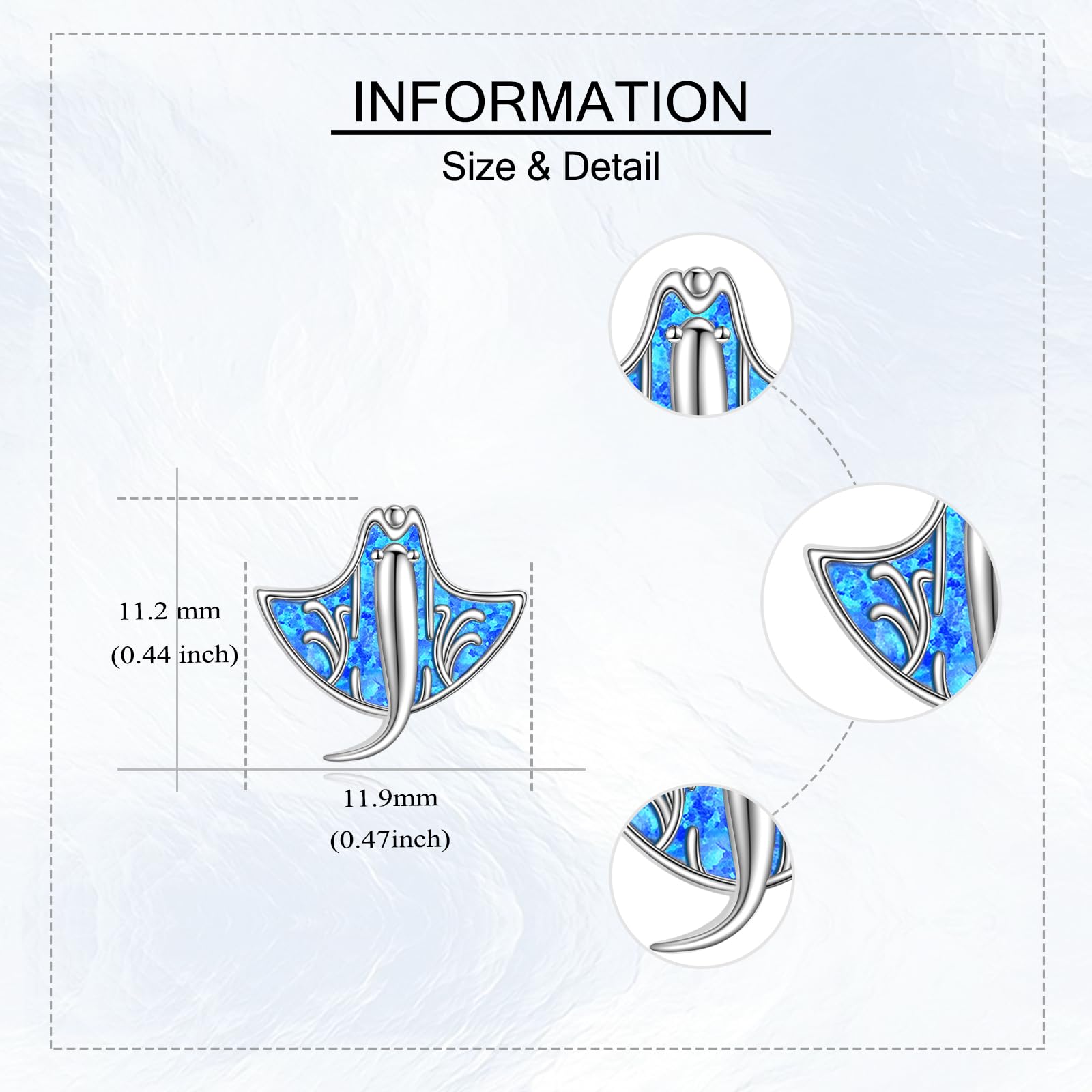 Stachelrochen Ohrstecker 925 Sterling Silber Stachelrochen Stecker Ohrringe Opal Manta Schmuck Für Frauen Ozean Liebhaber Geschenke