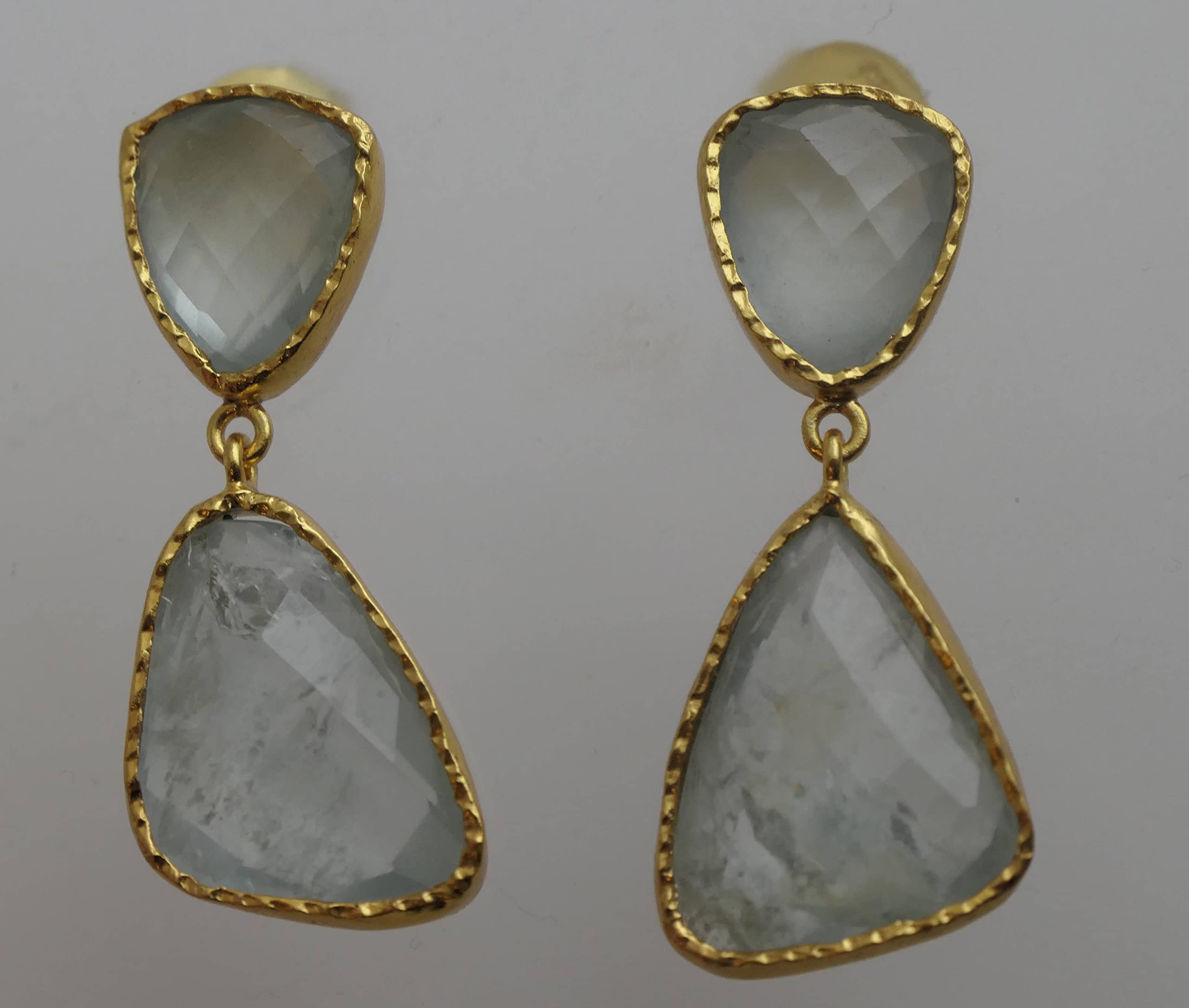 Pendientes de Plata 925 con Baño de Oro Aguamarina