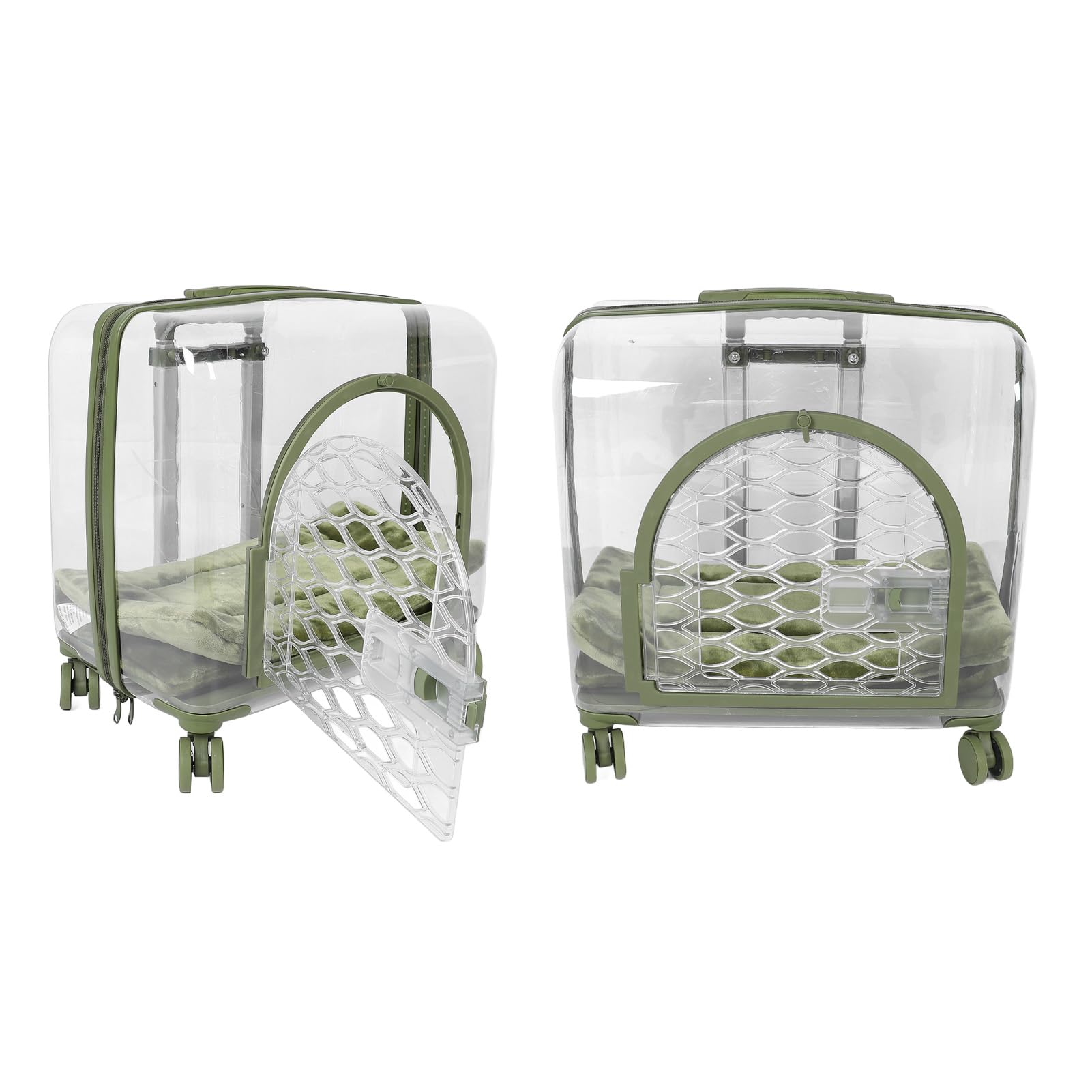 Trasportino Trasparente per Gatti, Trolley Trasparente Traspirante per Animali Domestici Con Manico Telescopico, Ruote E Coperta Bagaglio Rigido Portatile per Gatti per Cani
