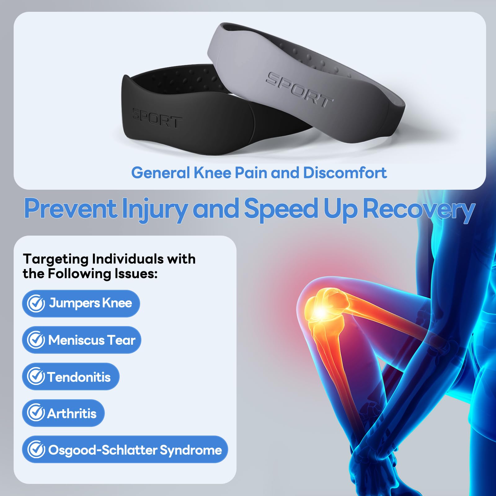Silicone Patella Tendon Support Strap Patellar Ring Knee Stabilizer With Silicone Patellar Knee Brace For Working Out Basketball Running I.495604296