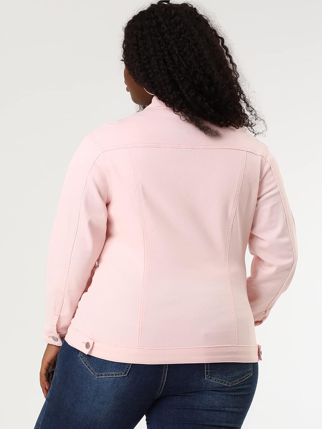 uxcell Women's Plus Size Jean Jacket Stitching Button Front Washed Western Outfit Denim Jacket - Image 5