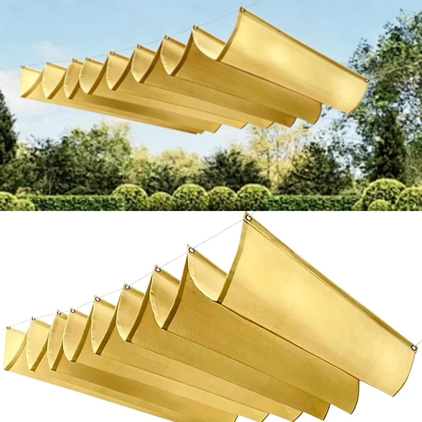 Voile d'ombrage anti-UV 98% de haute protection solaire jaune sable