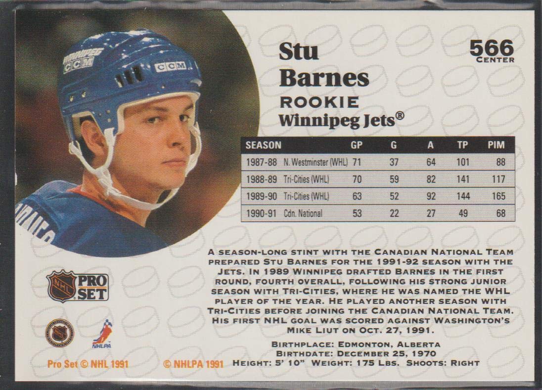 Amazon.com: Stu Barnes (Hockey Card) 1991-92 Pro Set - [Base] #566 :  Collectibles & Fine Art
