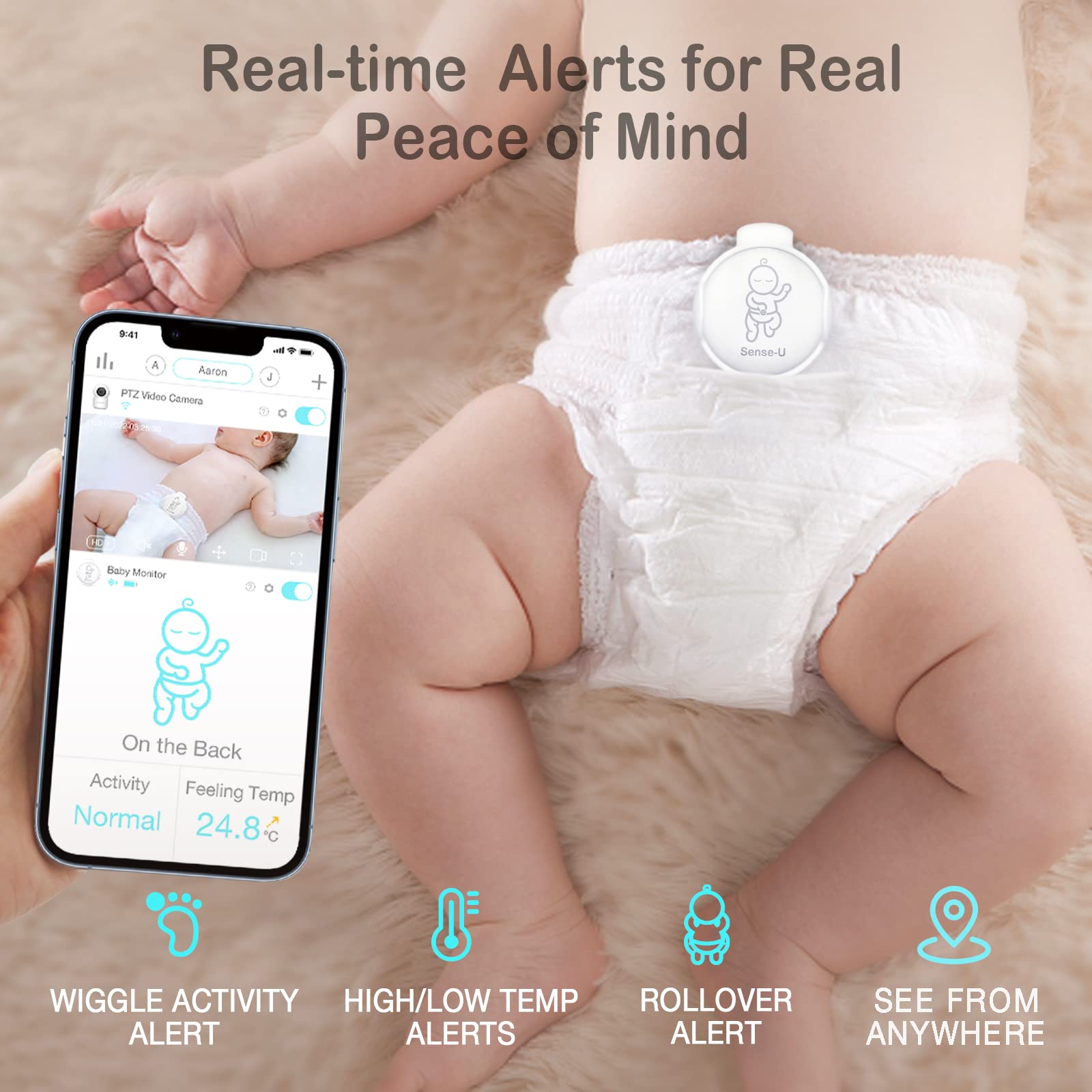Sense-U Smart Baby Monitor 3+ Crystal Clear 2K Remote PTZ Camera, Tracks Your Baby's Sleep Position, Rollover - Image 3