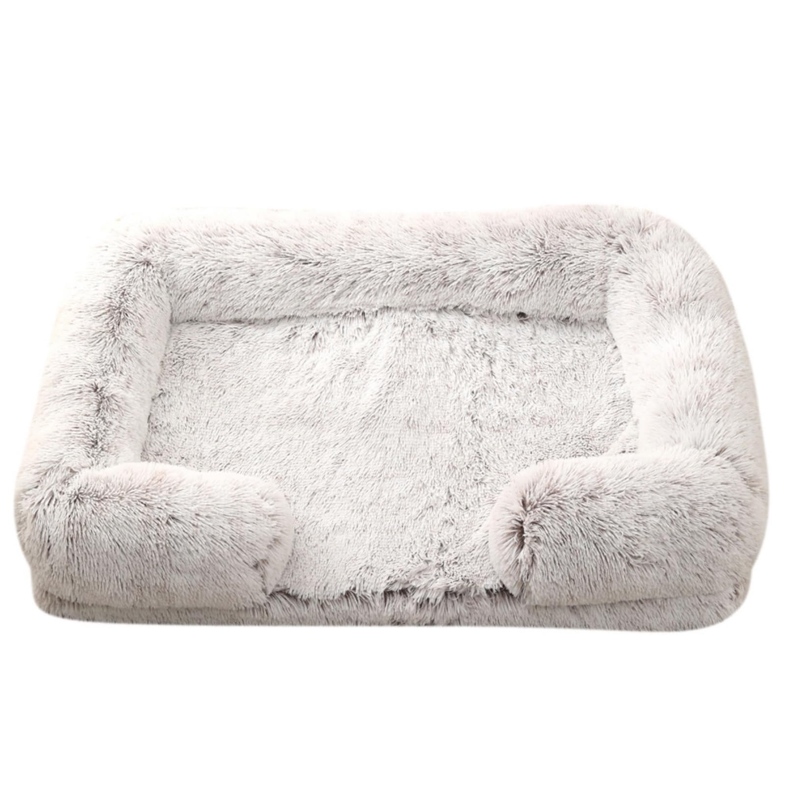 Panier chien rectangle XL Hixingo coussin déhoussable blanc gris