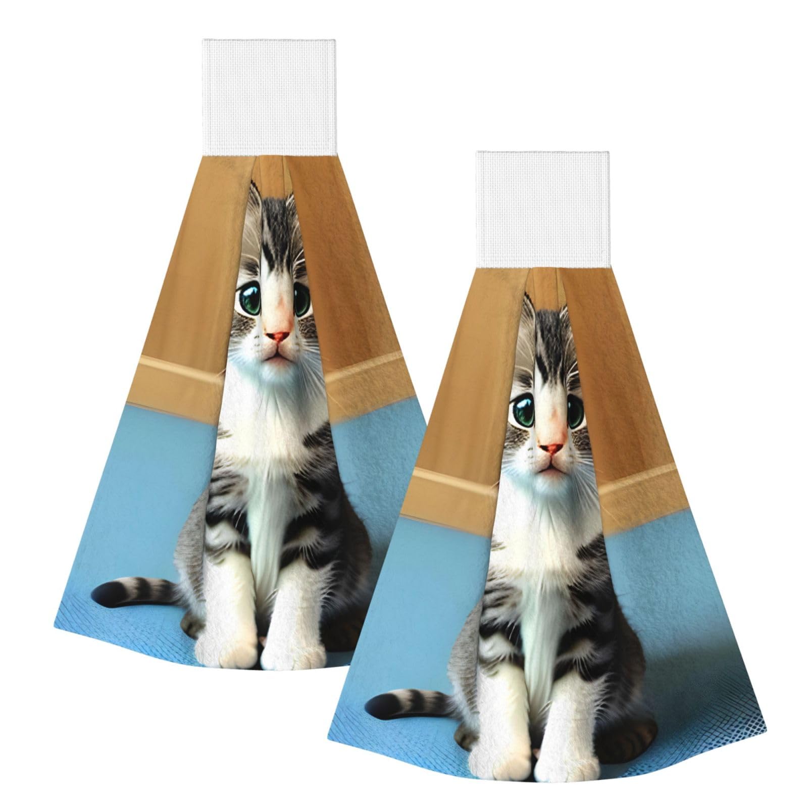 WUPngg Bedroom kitten Bathroom Tie Towels/Dish Cloth,Kitchen Hanging Towel, Coral Fleece Dry Cleaning Hand Dishcloths One Size
