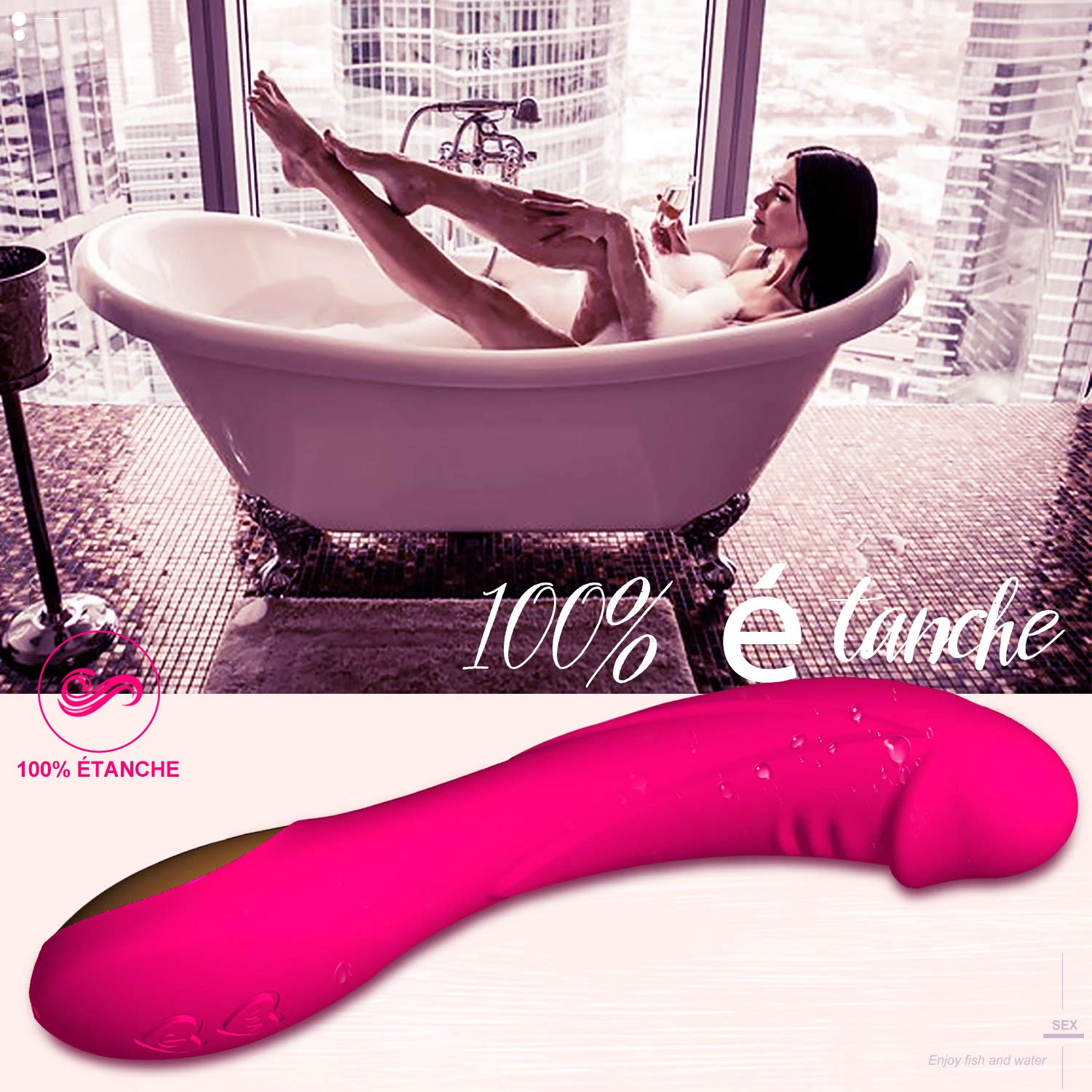 Vibromasseur pour Femme,Clitoridien Puissant Silencieux Point G Vibrateur Sexuel Masseur,12 Mode Vibration Silicone Ultra Puissance USB Rechargeable Sex Toýs pour Femme Couples (rose rouge)