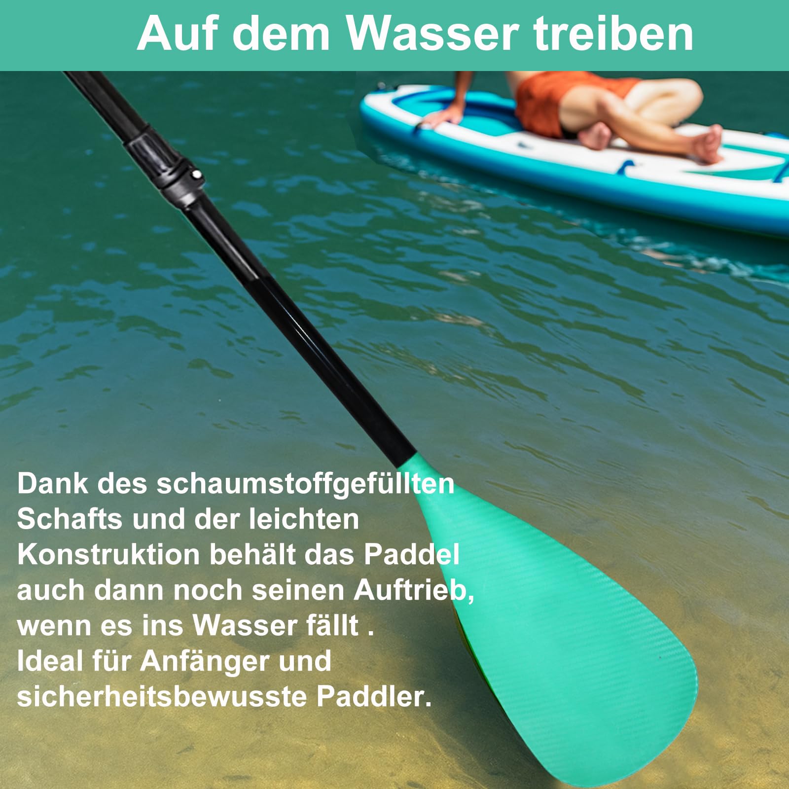 BeGrit Kajak Paddel Schwimmende Doppelpaddel 2-in-1 Verstellbar Kajakpaddel Abnehmbares SUP Hilfspaddel Ausziehbar Einzelpaddel Aluminium Bootsruder Notfall Paddel mit Paddelleine für Kajak Kanu