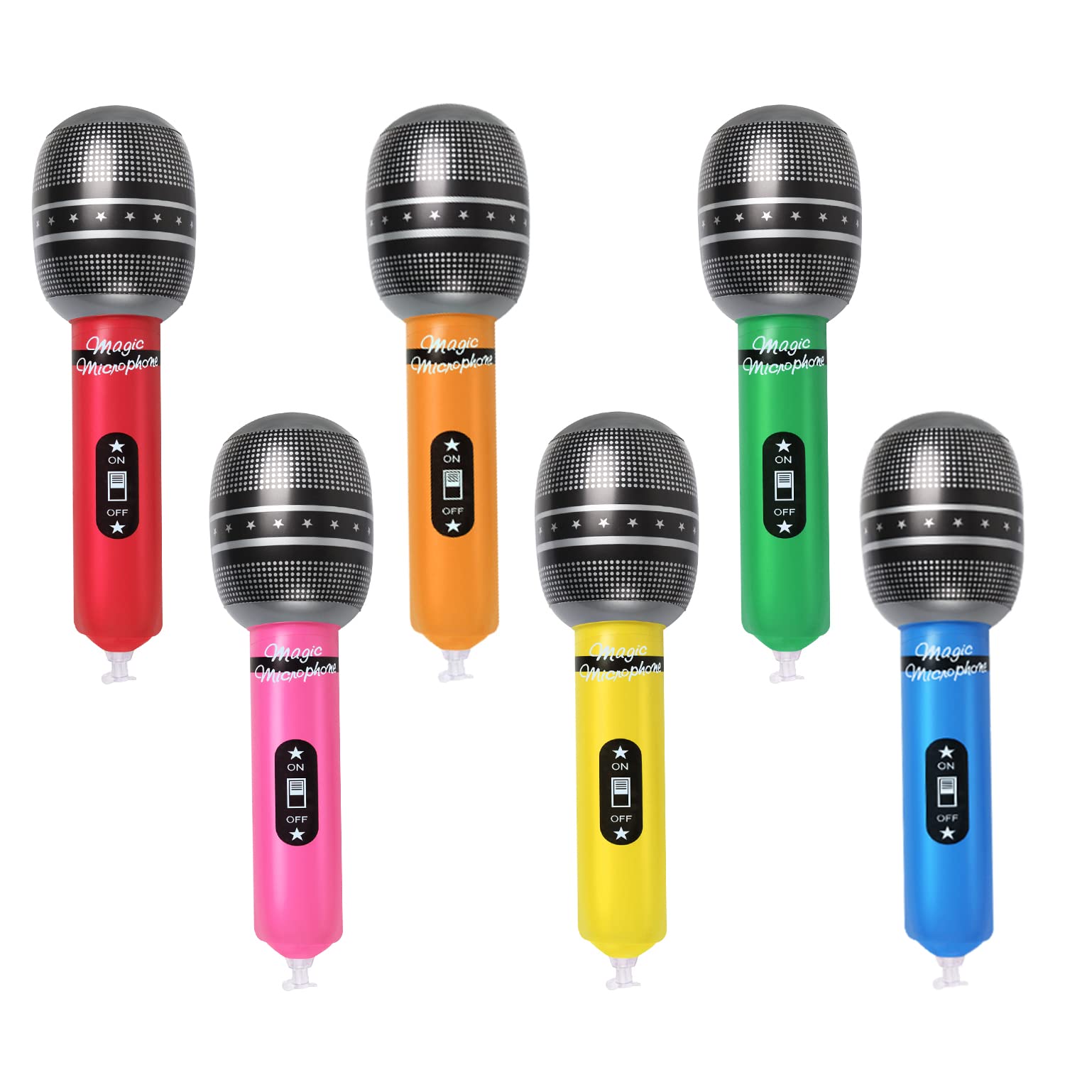 EVERMARKET 6 Pack Inflatable Rock Star Toy Set Inflatable Microphones for 80s 90s Party Decorations Party Favour Musical Party Supplies Carnival Rock Inflatable Toys Microphones