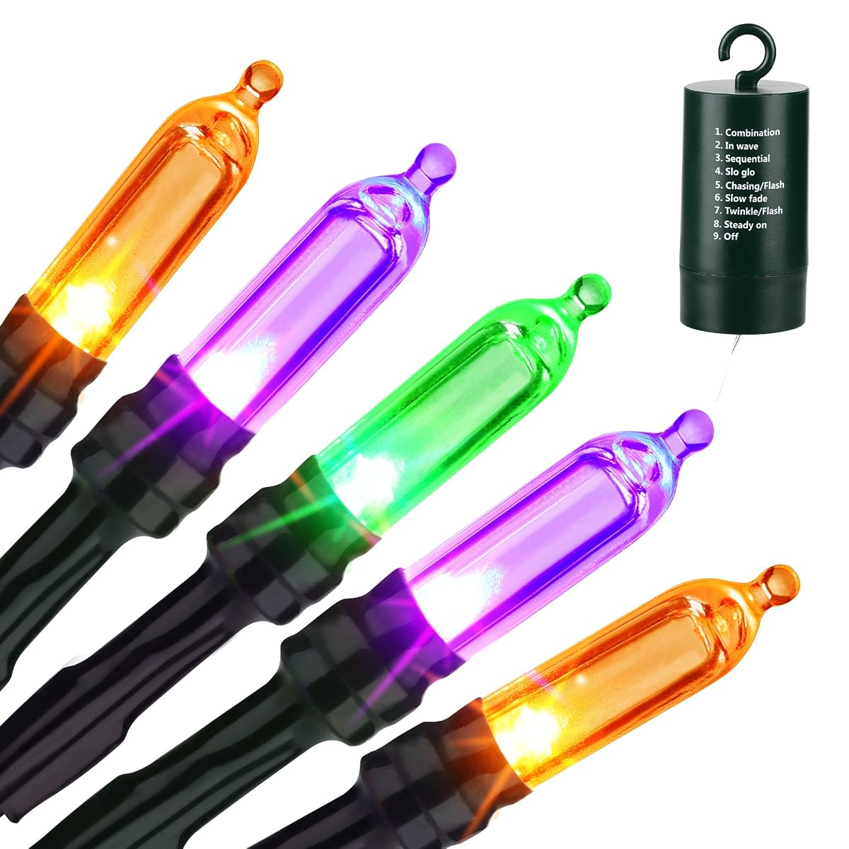 LYHOPE Halloween String Lights 33ft 100 LED Waterproof Battery Operated, Orange
