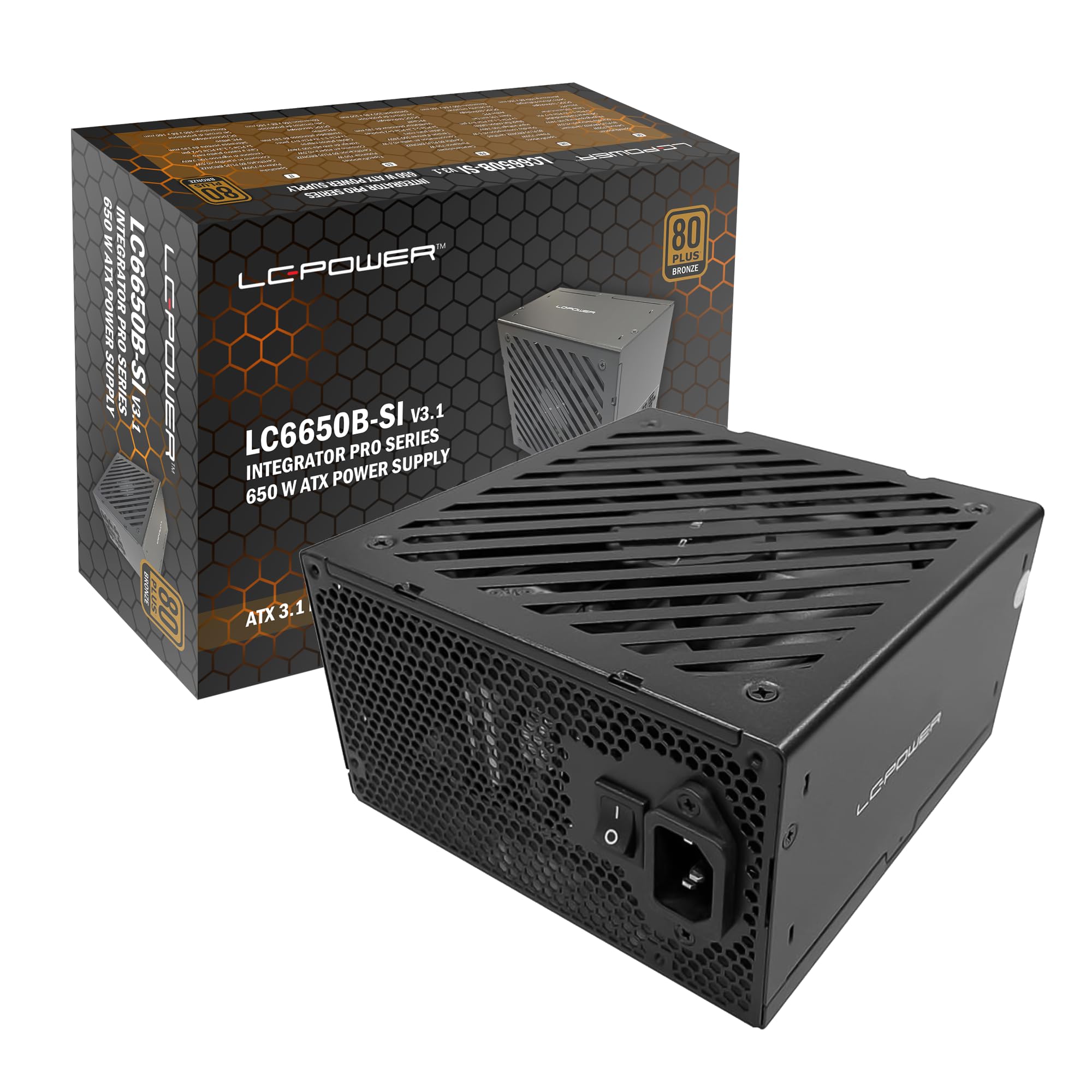 LC-POWER 650W Alimentatore, 80 Plus Bronze, ATX 3.1, supporto GPU PCIe 5.1, Ventola 135mm, LC6650B-SI V3.1