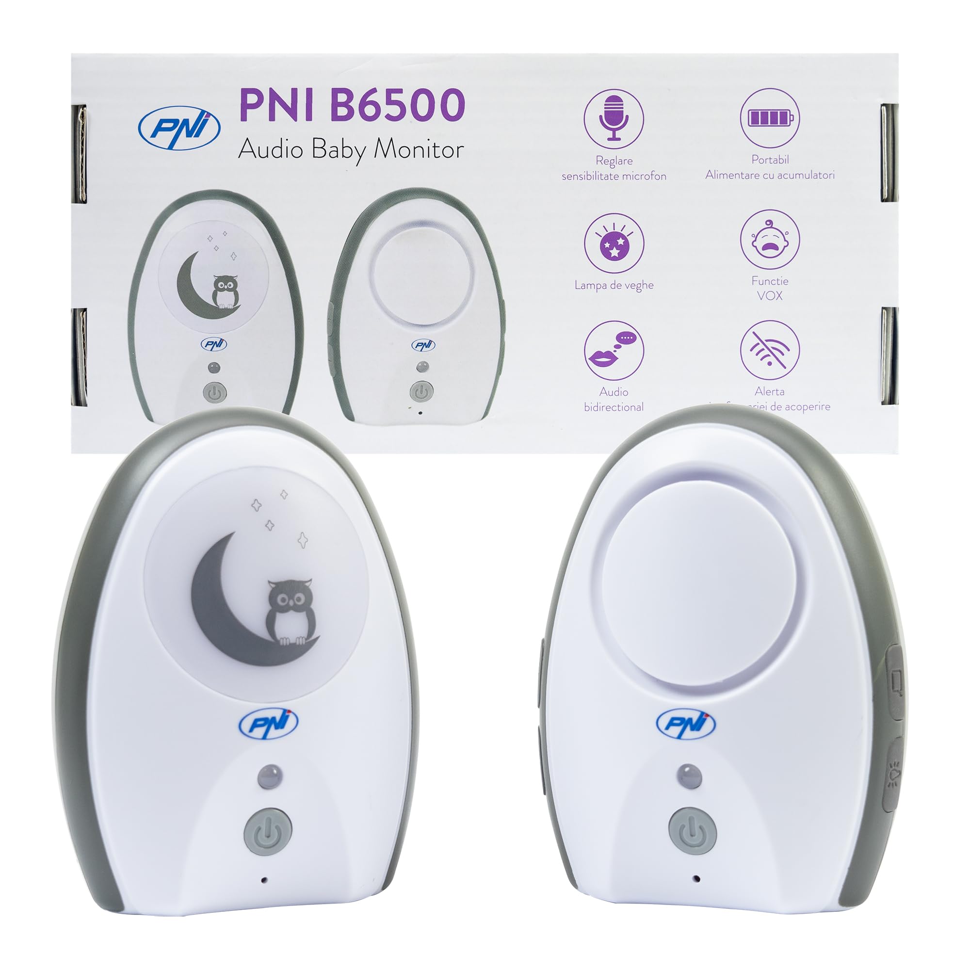 Audio Baby Monitor PNI B6500 bezprzewodowy z lampką nocną, Vox i Pager