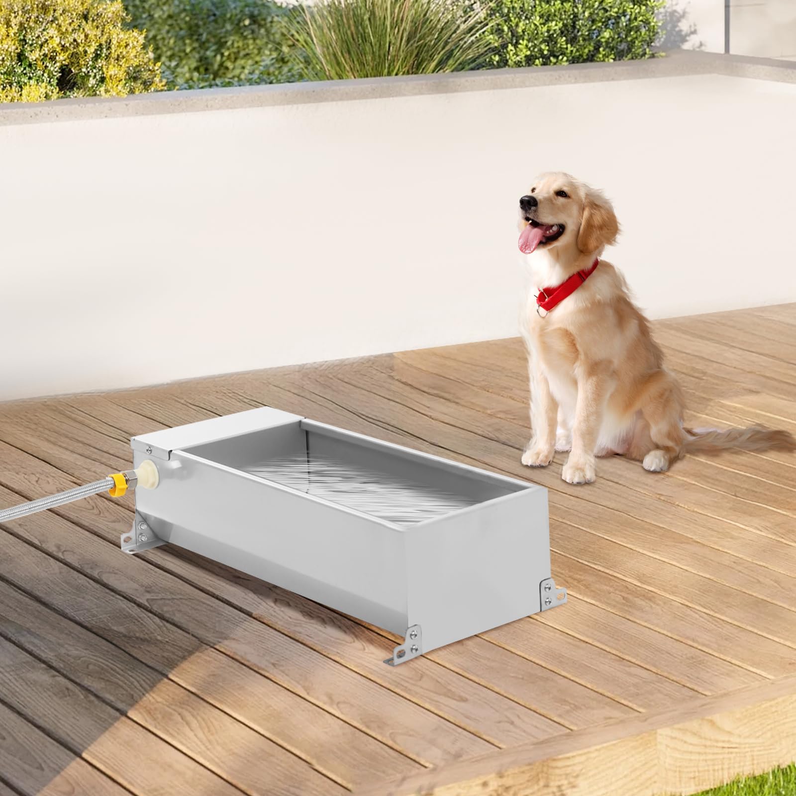 Depósito de agua automático de acero inoxidable para mascotas y ganado, recarga automática, aprox. 7,5 l, acero inoxidable para cerdos, ganado, caballos, estable y fácil de limpiar
