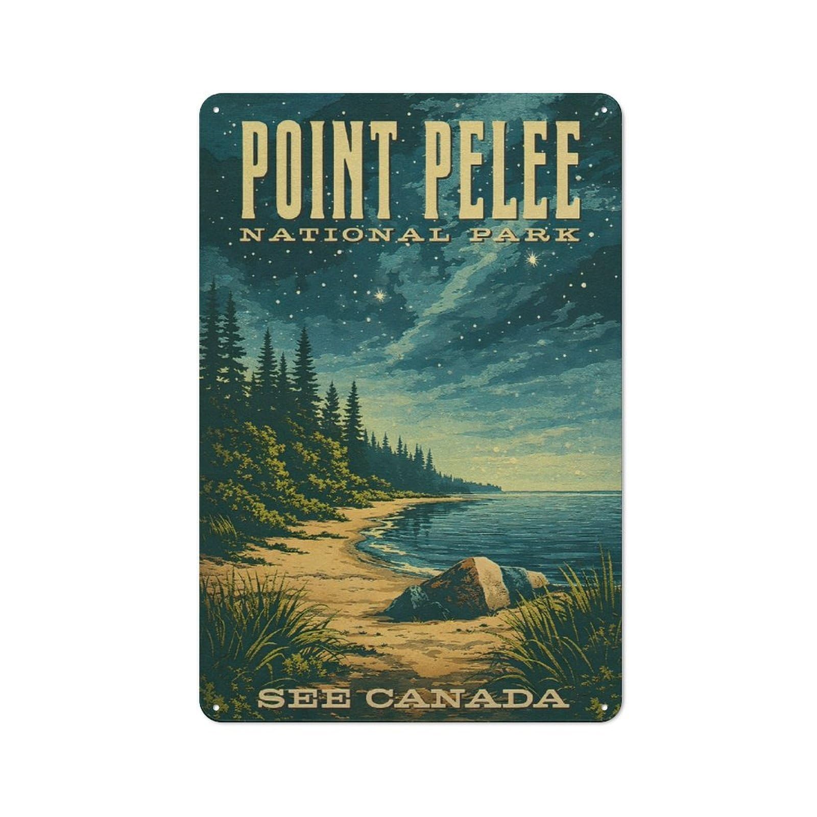 Junmoney Style-17 Point Pelee National Park Vintage Classic Metal Wall Decor 30X20cm, Office Metal Sign For Workspace, Cafe, Shop Or Desk Area