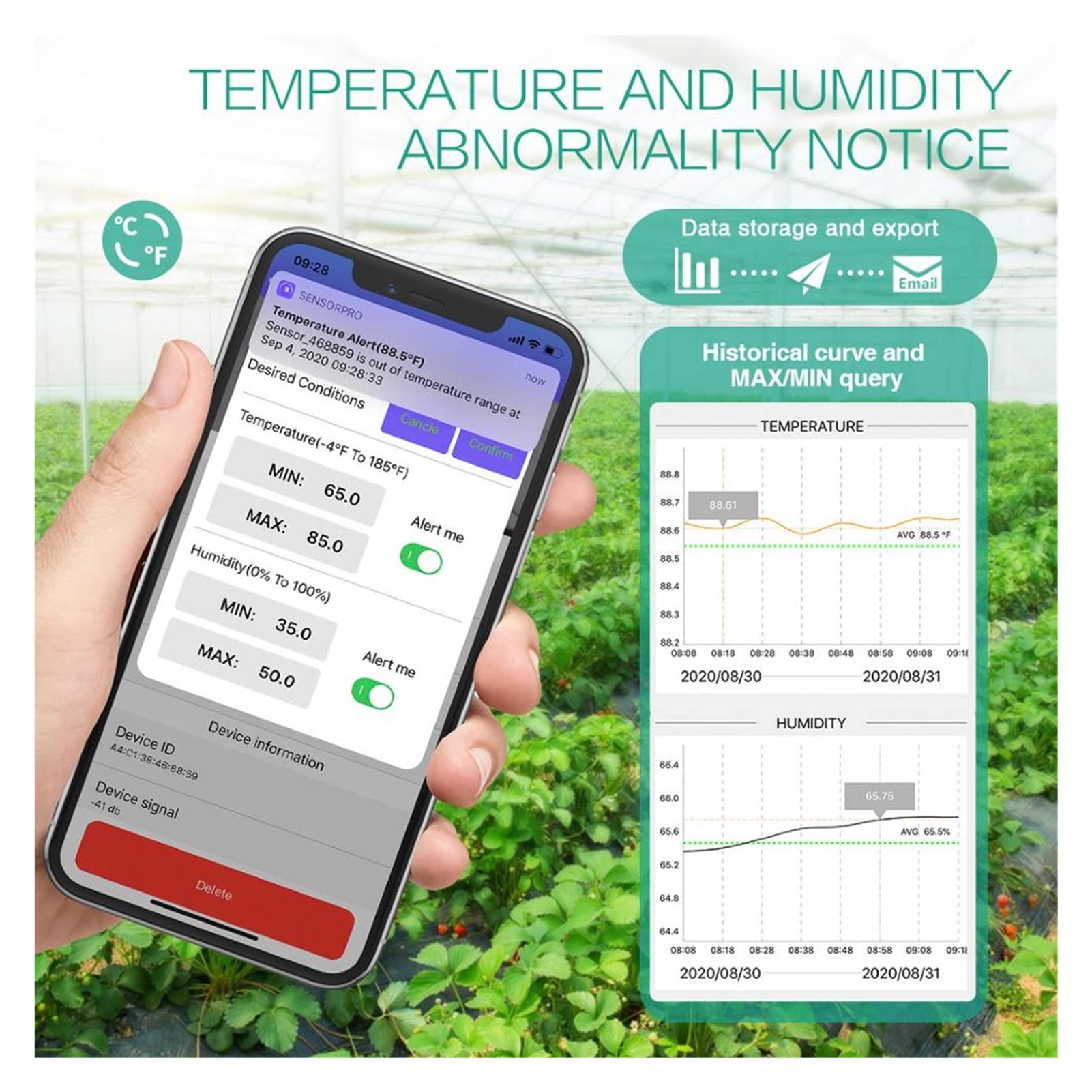Termometry basenowe Termometr bezprzewodowy higrometr Bluetooth do pomalowania alarmu miernika wilgotności temperatury zewnętrznej do odkrytych i krytych basenów, spa, jacuzzi