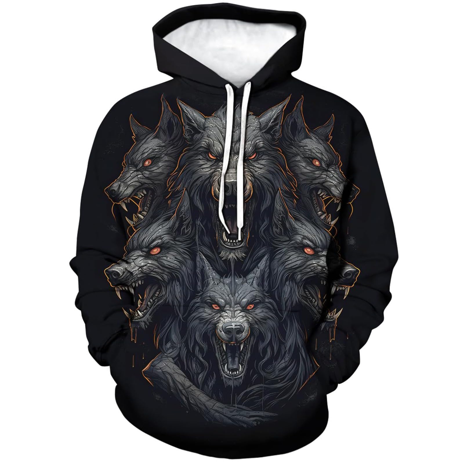 Sweat à Capuche Viking Impression 3D Loup Fenrir - Mythologie Nordique - Pour Hommes Et Femmes - Tissu Doux (80% Polyester, 20% Spandex)