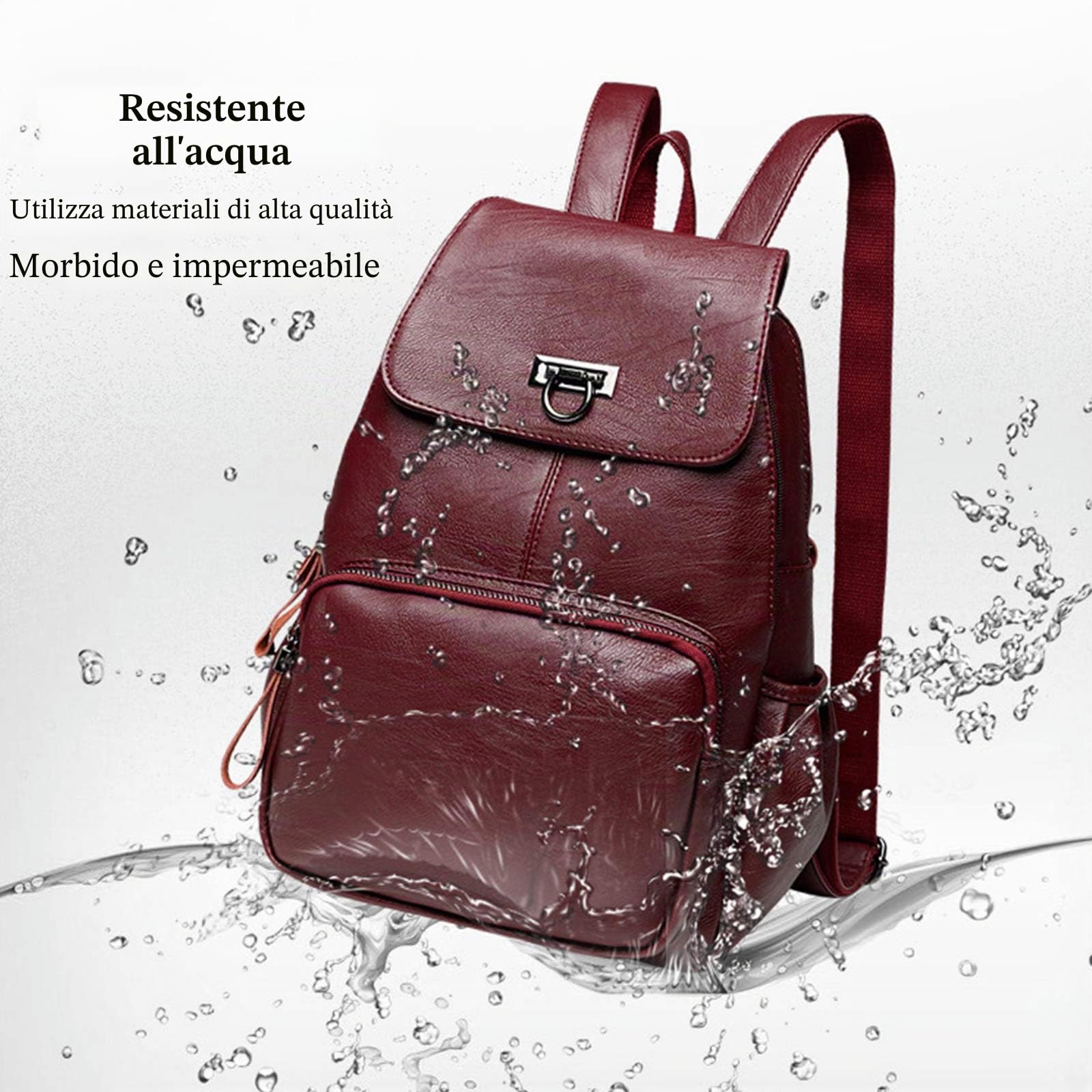 FANDARE Vera Pelle Zaino Donna Moda Zaini Impermeabile Zainetto Backpack per Università Scuola Viaggio Lavoro Shopping Zaino Wine Red