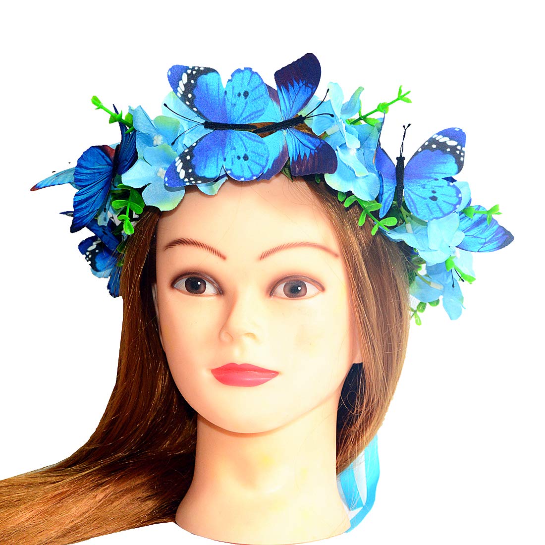 Diadema Anudada Con Flores Y Mariposas - Ancha, Cómoda Y Antideslizante Para Mujer