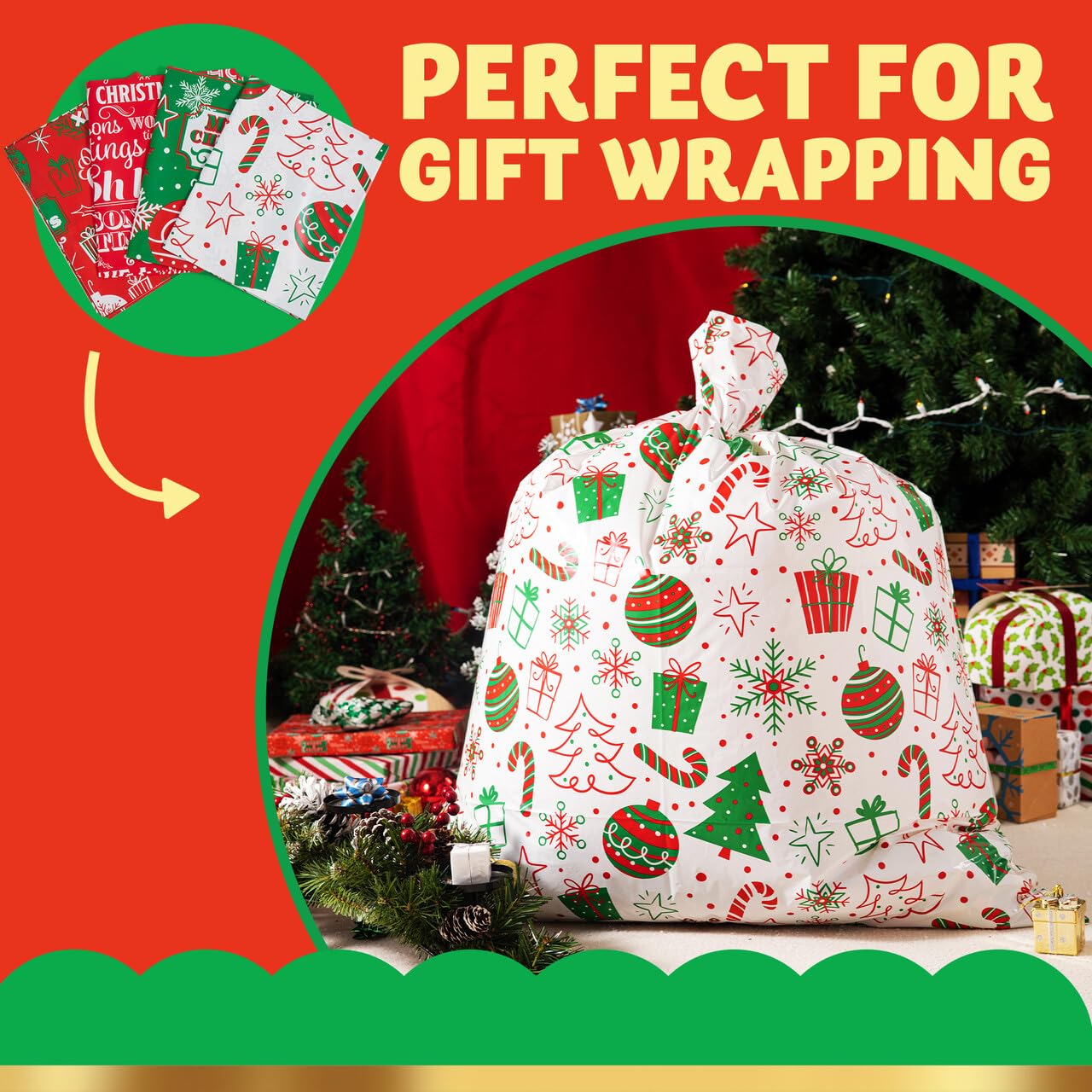 Lot De 2 Grands Sacs Cadeaux De Noël Pour Vélo, 182,9 X 152,4 Cm, Robustes, Avec étiquettes Cadeaux, Décoration De Noël, Fêtes De Fin D'année