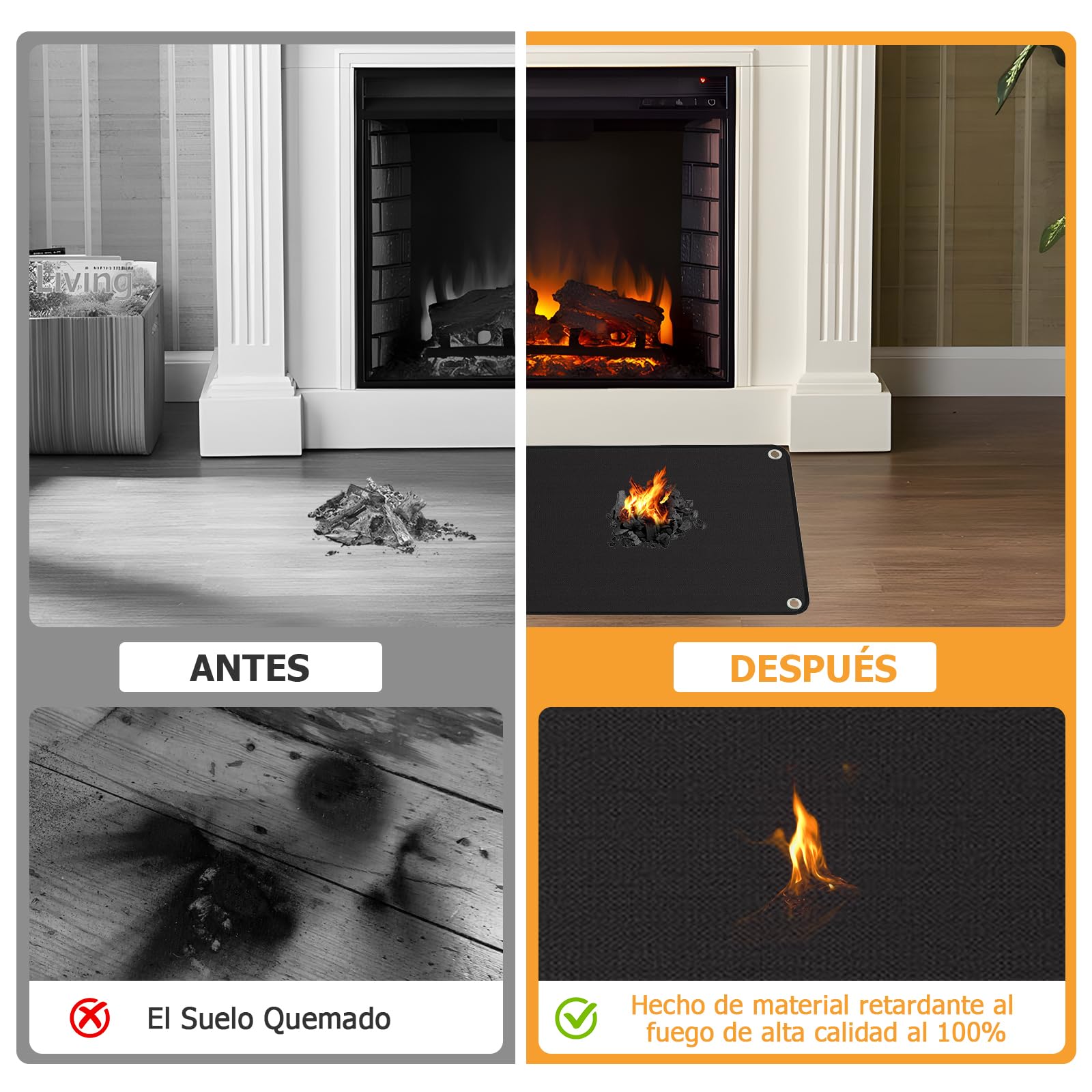 Alfombra Ignifuga para Chimenea, Alfombra Chimenea Ignifuga, Protector Suelo Chimenea, Alfombra de Fibra de Vidrio recubierta de Silicona, Alfombra Ignífuga para Chimenea y Estufa (100 * 180CM)