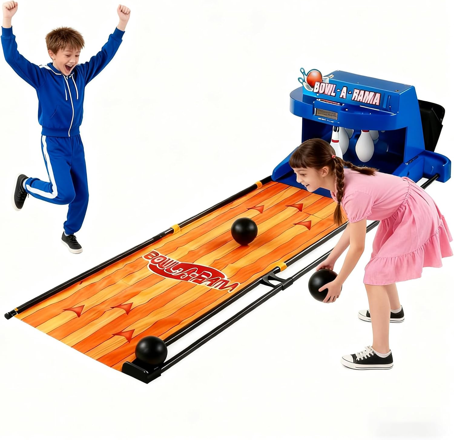 Electronic Bowling Alley Game with Automatic Reset LED Scoreboard Lighting and Simulation Sound Effects Indoor Sports Bowling Console for Children and Adults 2m/6.56ft