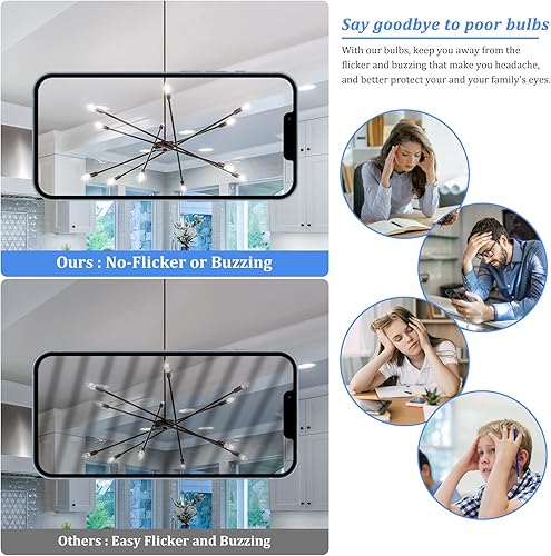 Miniatura 6 de Brightever Bombillas LED de candelabro E12 equivalente a 60 W, 12 paquetes superbrillantes de 620 lúmenes, bombillas LED transparentes de 6 W, luz
