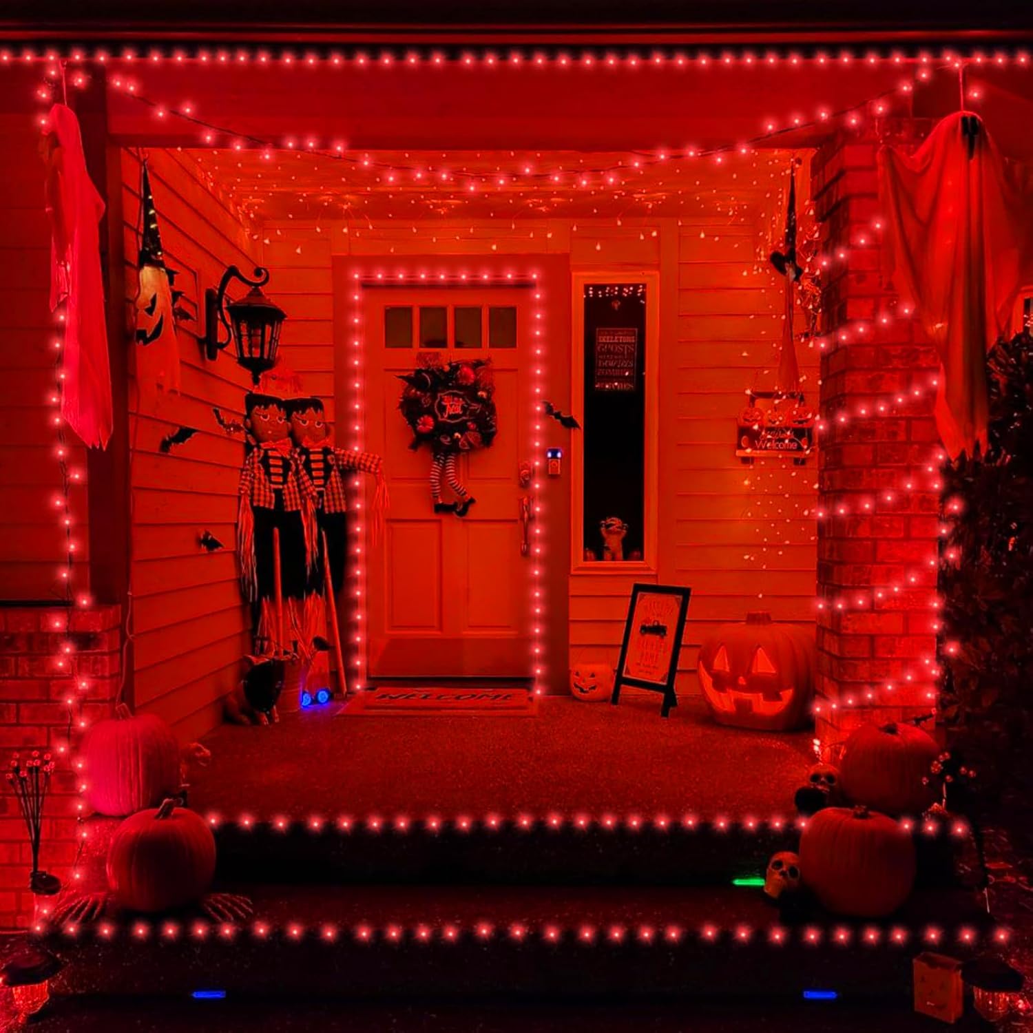 YEGUO 200 LED Red Halloween String Lights Outdoor Waterproof - Twinkle Christmas Tree Lights Indoor with 8 Modes for Patio Garden Party Holiday Decorations
