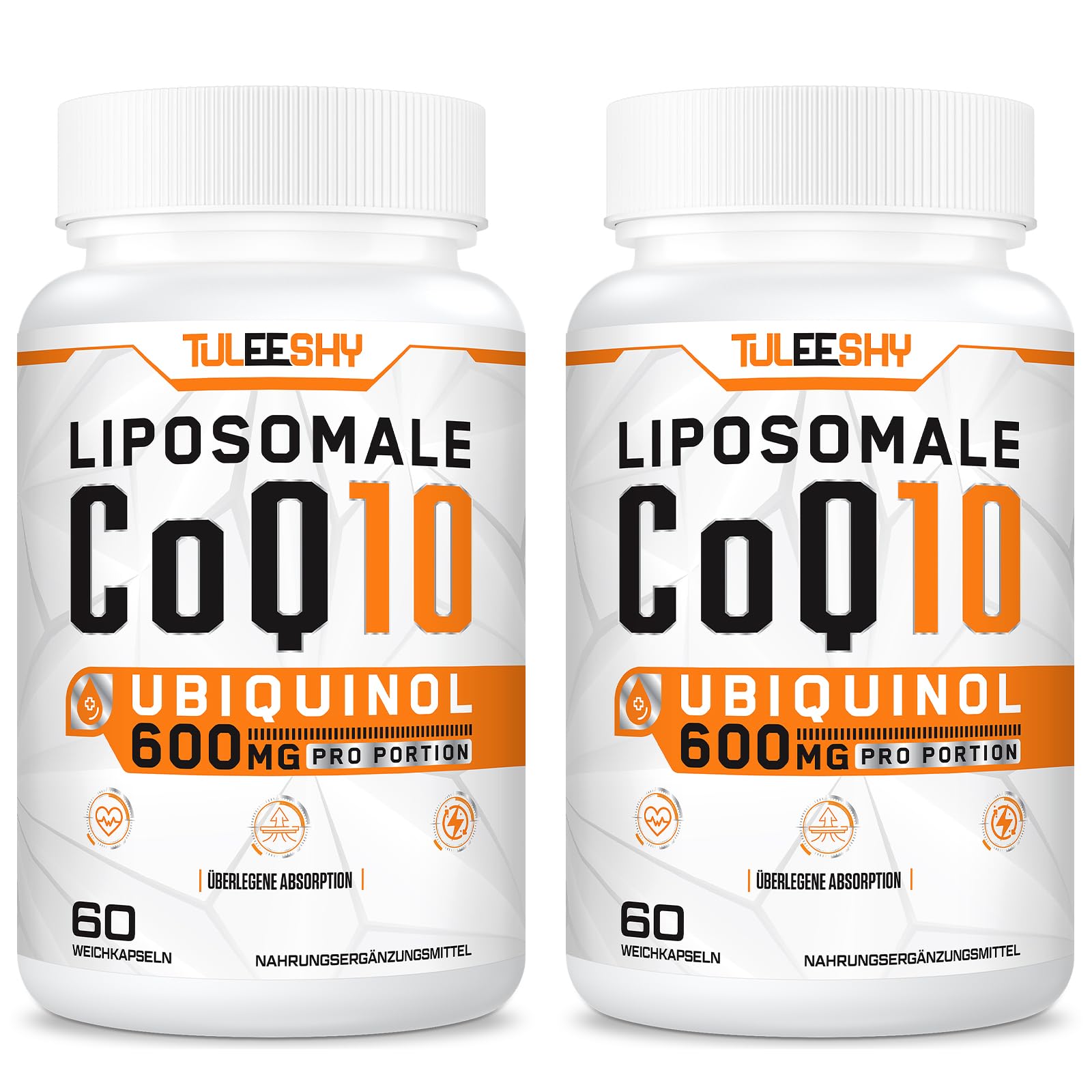 Coenzima Q10 liposomal ubiquinol, dosis alta 600 mg por porción, 300 mg por cápsula, coenzima Q10 antioxidante de alta biodisponibilid (60 cápsulas blandas (paquete de 2))