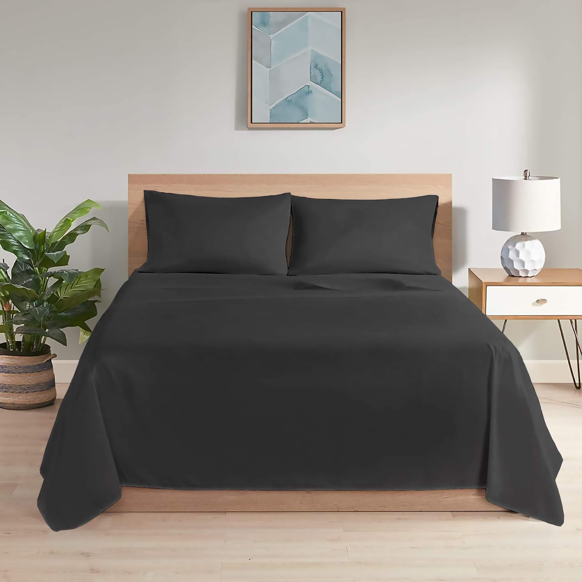 Ray Bedding 100% Egyptian Cotton Bed Sheets - Double, 400 Thread Count, Soft, Breathable, Machine Washable Luxury Flat Sheets — image 1