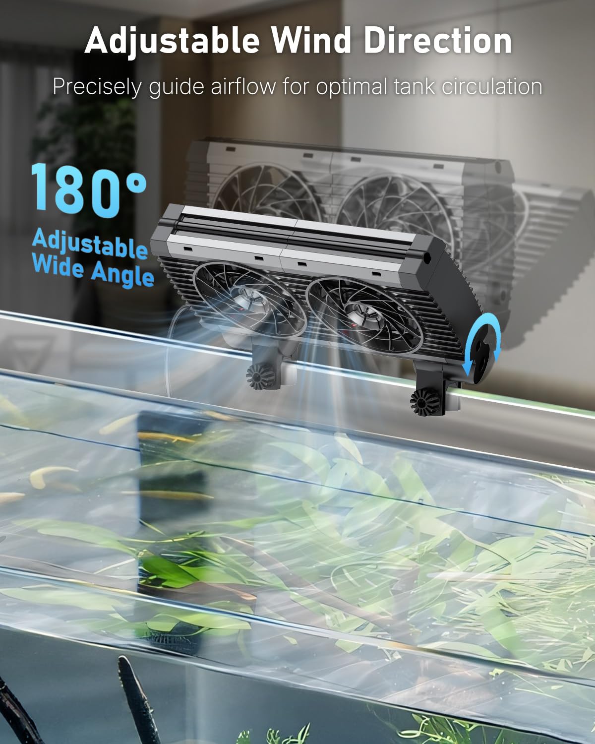 Pawfly Aquarium Kühler, Leiser Aquarium durchlaufkühler, Aquarium Lüfter mit Einstellbarer Geschwindigkeit und Timer, Terrarium Wasserkühler für bis zu 60cm Süß- und Salzwasserbecken (2 Lüfter)