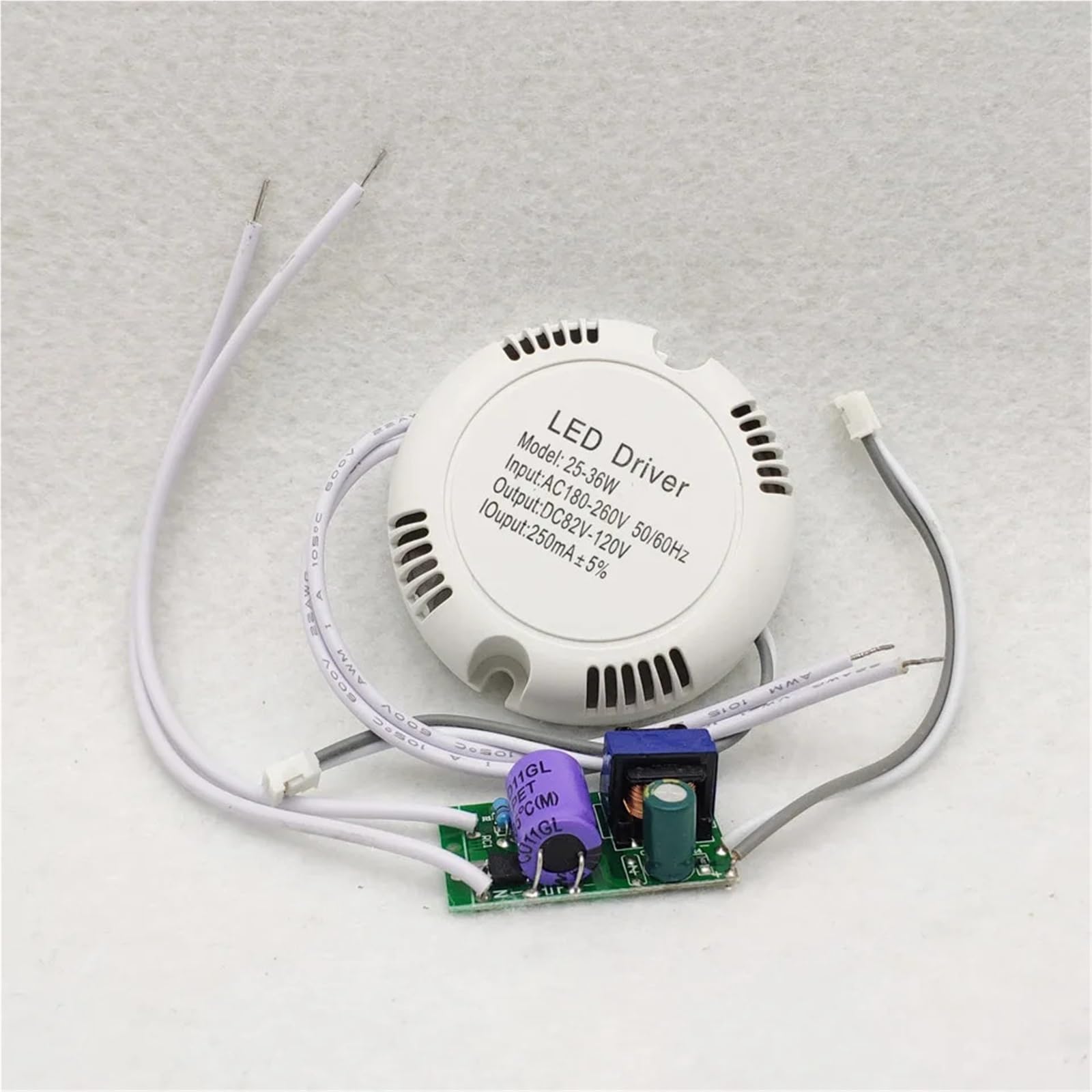 2 pezzi 230mA 25-36w 8-25W Driver LED da soffitto 220v Driver a scatola rotonda Trasformatore di illuminazione for faretti da soffitto fai da te(8-25W 220mA)