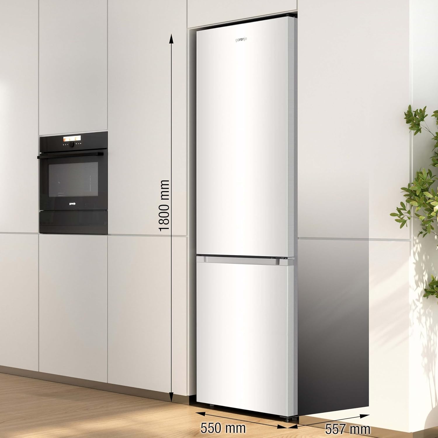 Gorenje refrigerator dimensions: 1800mm height, 550mm width, 557mm depth