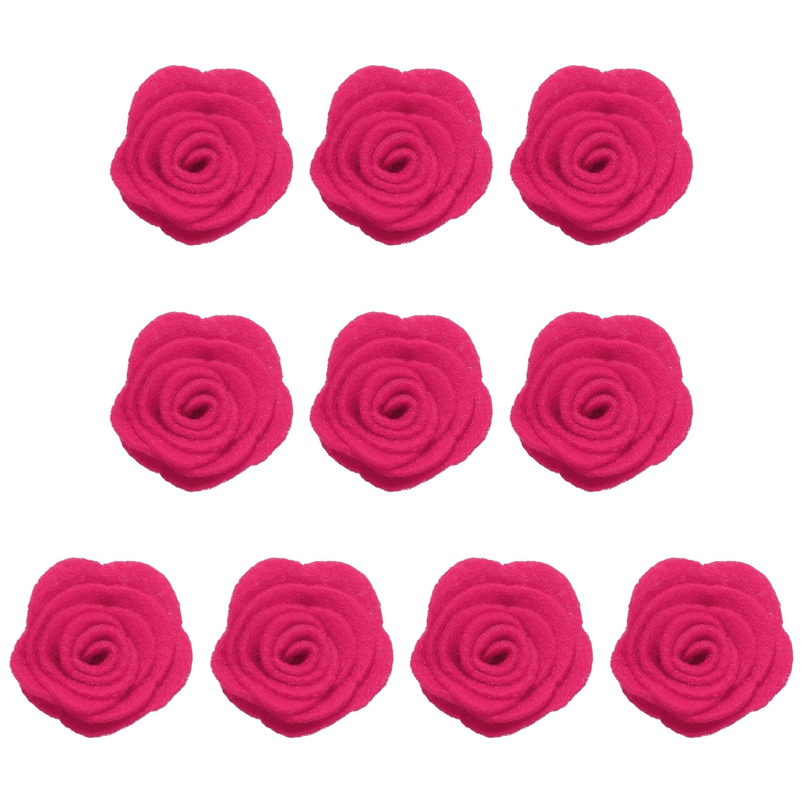 sourcing map 10Pcs Felt Fabric Flowers Embellishments, 1.57" Nonwoven Camellia Sewing Appliques Ornament Artificial Flower Heads for DIY Wedding Party Scrapbook Hair Decorations, Rose Red