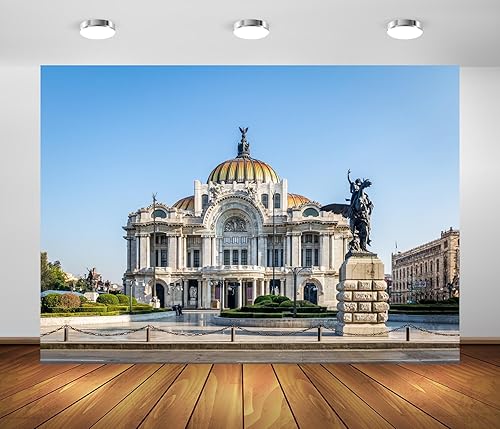 BELECO Telón de fondo de tela de 8 x 6 pies de Palacio de Bellas Artes de México, famoso Palacio de Bellas Artes, centro mexicano, fondo de