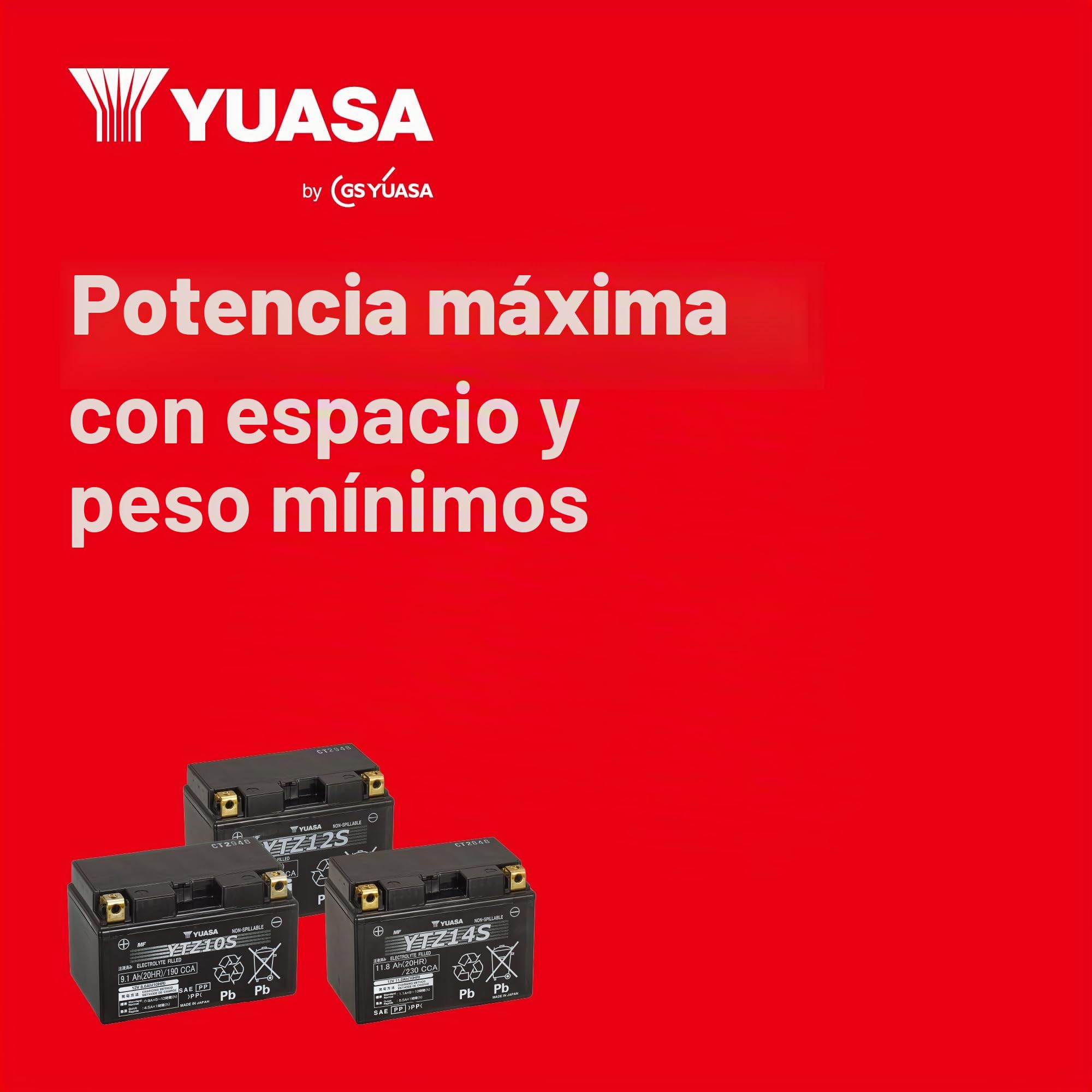Yuasa YTZ8V 12V 120 CCA Batería de moto AGM VRLA de alto rendimiento y libre de mantenimiento