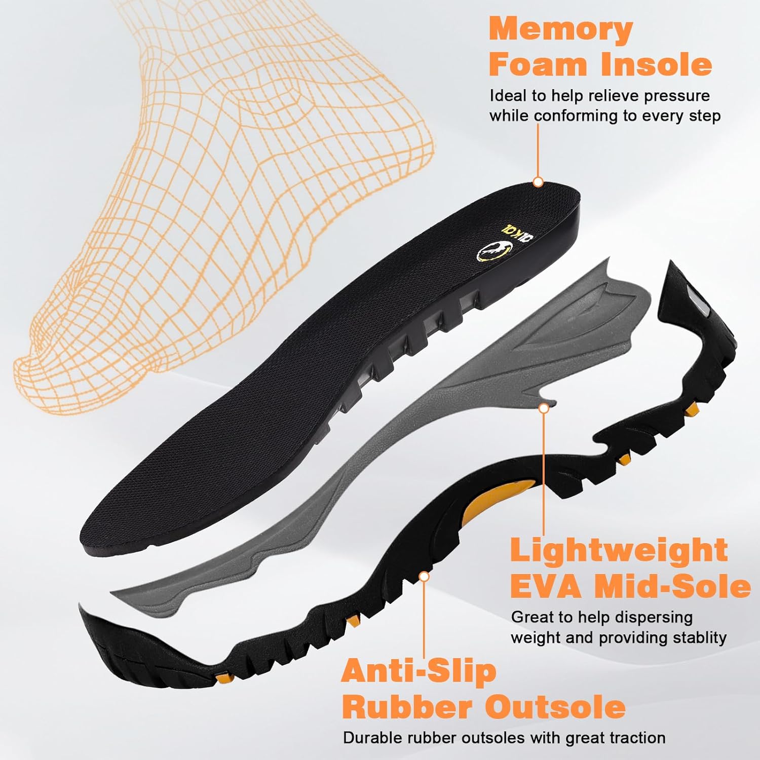 Kalkal Rubber Boots for Men, Waterproof Mid Calf Rain Boots with Comfortable Sports Outsole, Anti-Slip Shock Absorption, 5mm Neoprene Insulated Rubber Work Boots for Garden Farm Mud Boots (Size 7-14) - Image 6