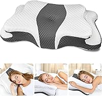 Vista 18 de Almohada cervical para el cuello para aliviar el dolor de dormir, almohadas de espuma viscoelástica de contorno, almohadas ergonómicas para dormir
