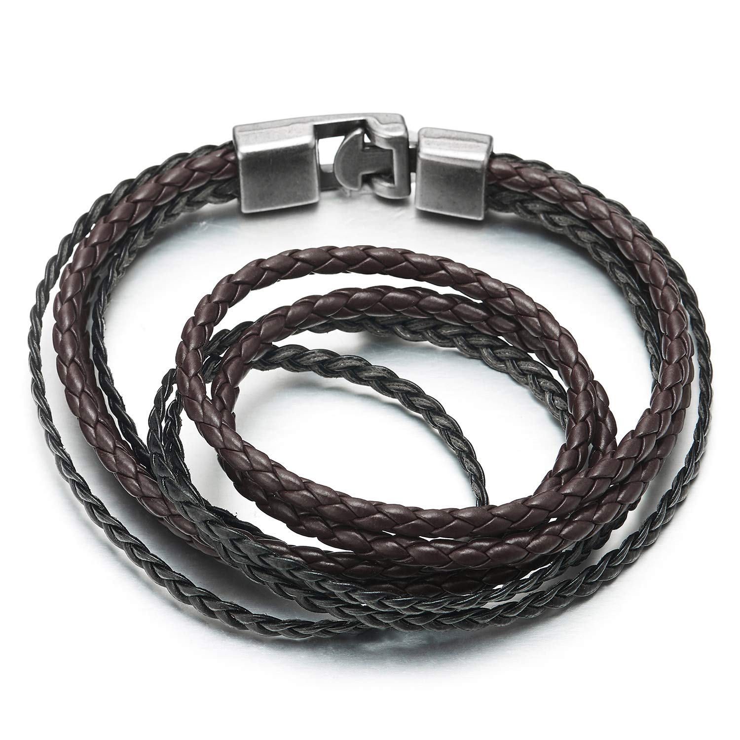 COOLSTEELANDBEYOND Brede leren armband, heren en