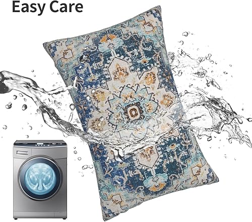 Miniatura 4 de BETGINY Fundas de almohada bohemias de 12 x 20 pulgadas, diseño étnico azul y verde azulado para exteriores, fundas de cojín decorativas para sofá,